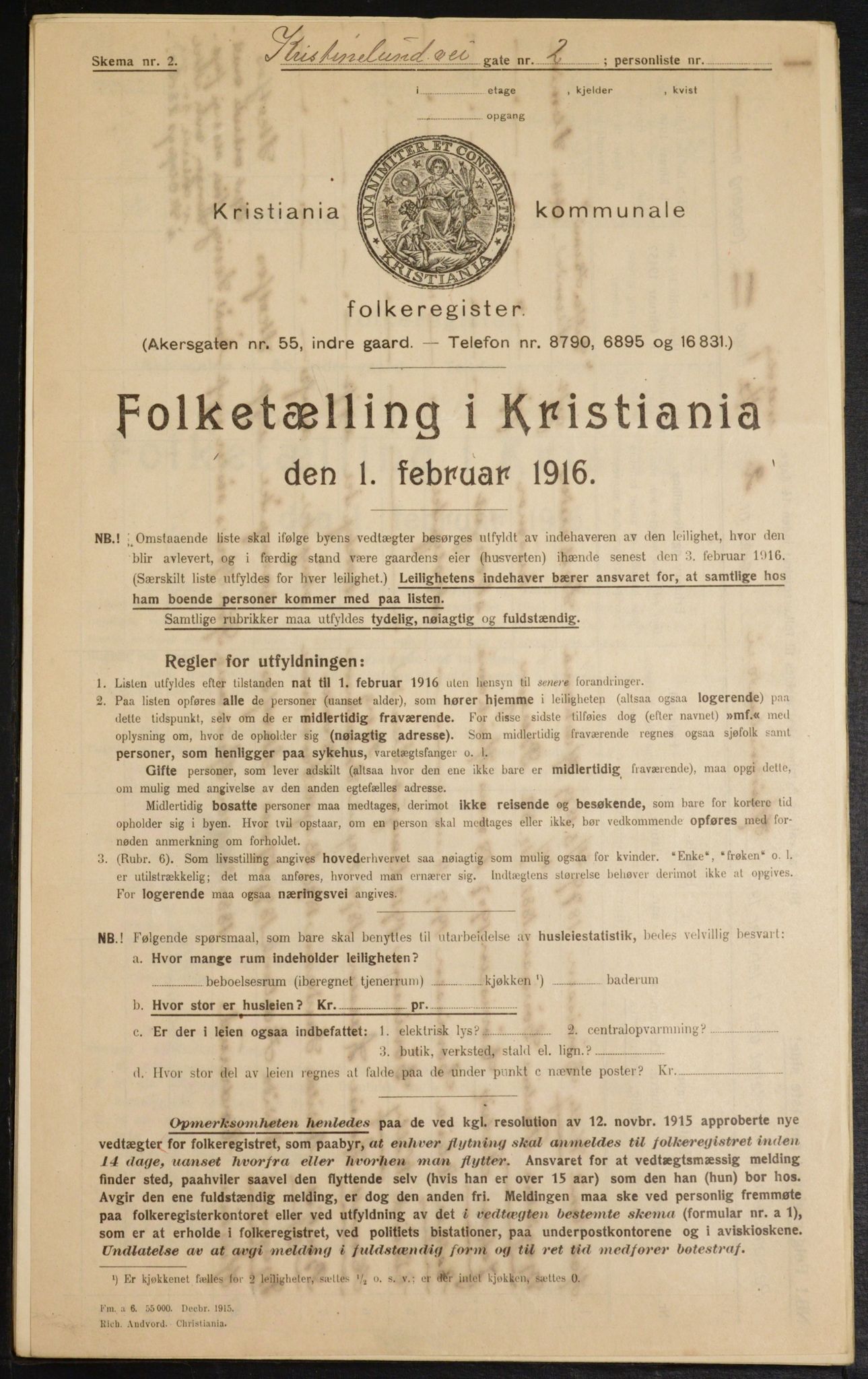 OBA, Municipal Census 1916 for Kristiania, 1916, p. 55640