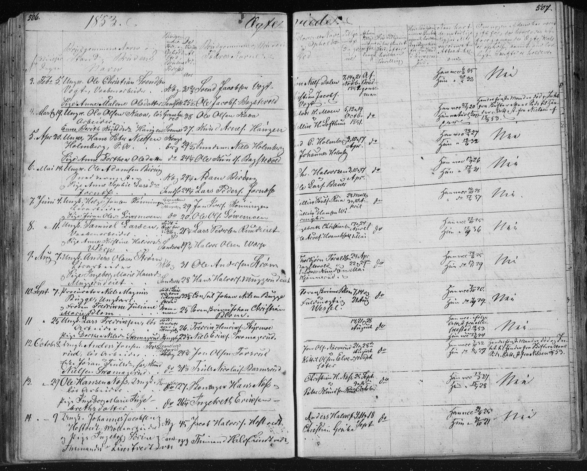 Kongsberg kirkebøker, SAKO/A-22/F/Fa/L0009: Parish register (official) no. I 9, 1839-1858, p. 506-507