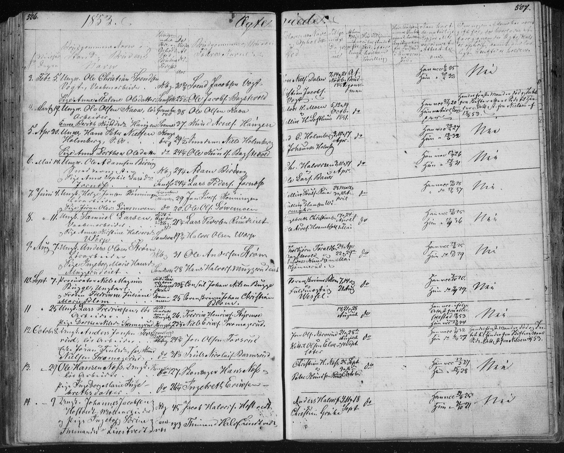 Kongsberg kirkebøker, AV/SAKO-A-22/F/Fa/L0009: Parish register (official) no. I 9, 1839-1858, p. 506-507