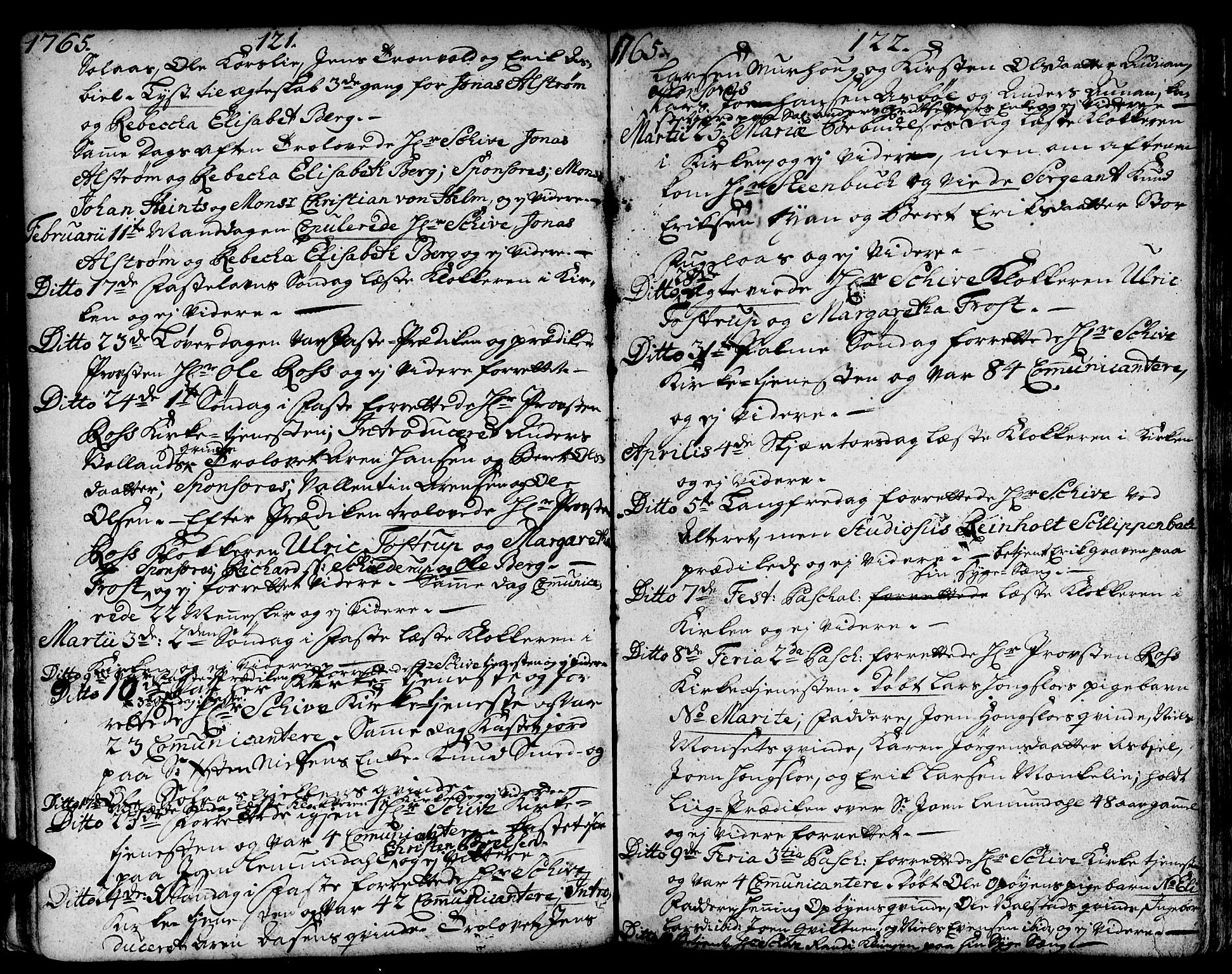 Ministerialprotokoller, klokkerbøker og fødselsregistre - Sør-Trøndelag, SAT/A-1456/671/L0840: Parish register (official) no. 671A02, 1756-1794, p. 121-122