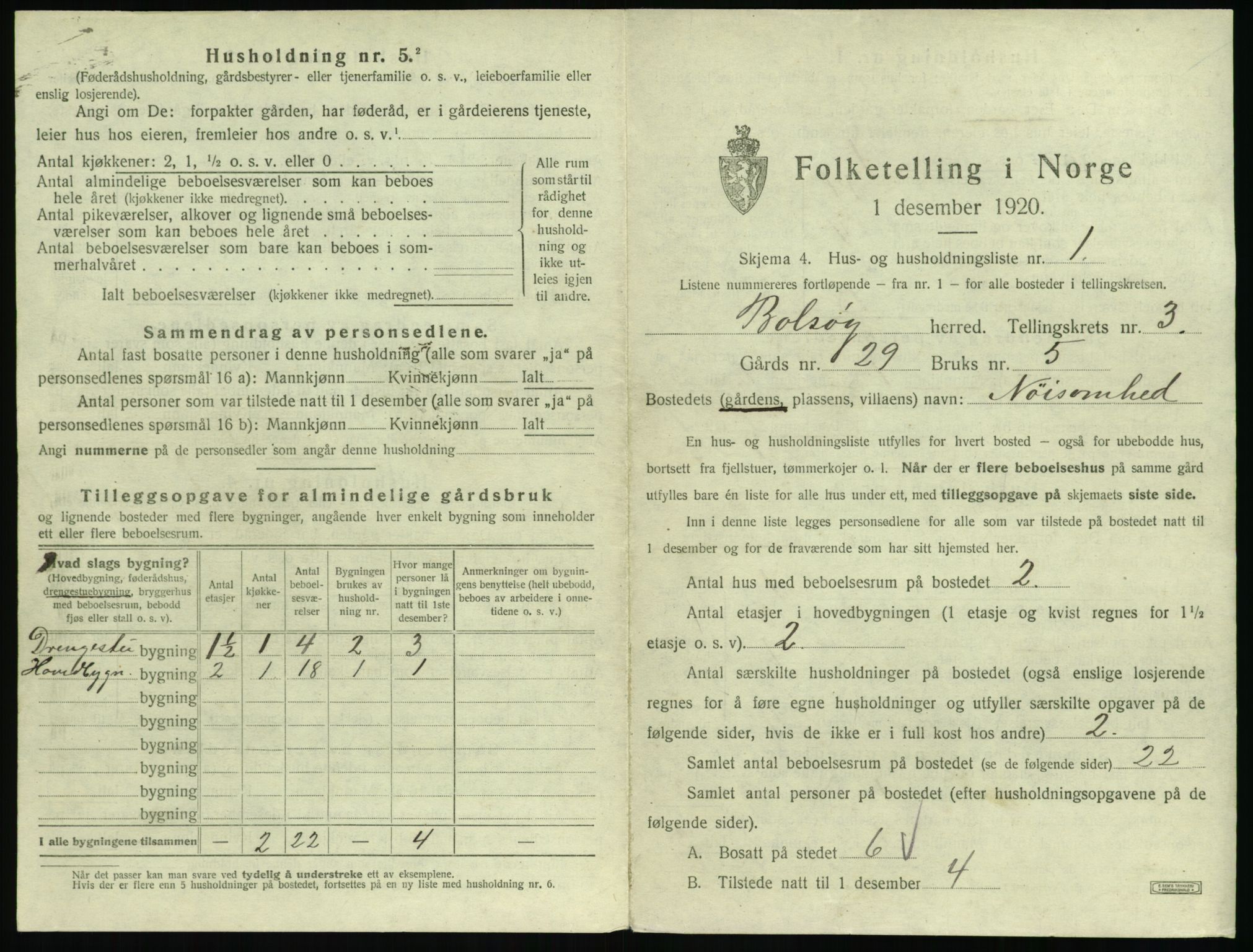 SAT, 1920 census for Bolsøy, 1920, p. 527