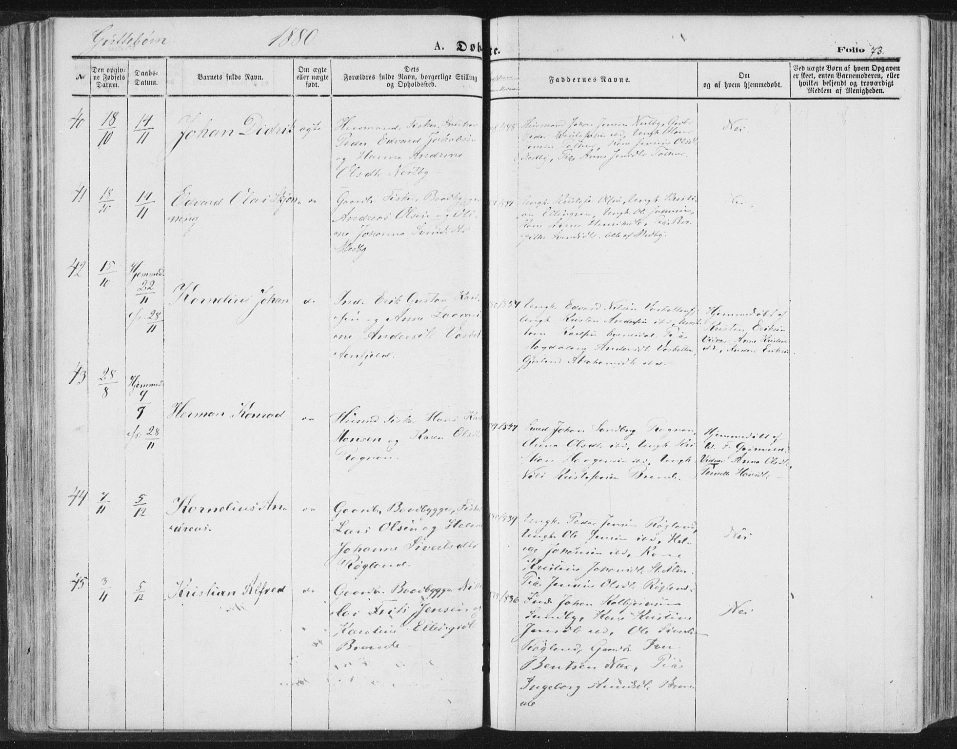 Ministerialprotokoller, klokkerbøker og fødselsregistre - Nordland, SAT/A-1459/847/L0668: Parish register (official) no. 847A08, 1872-1886, p. 73