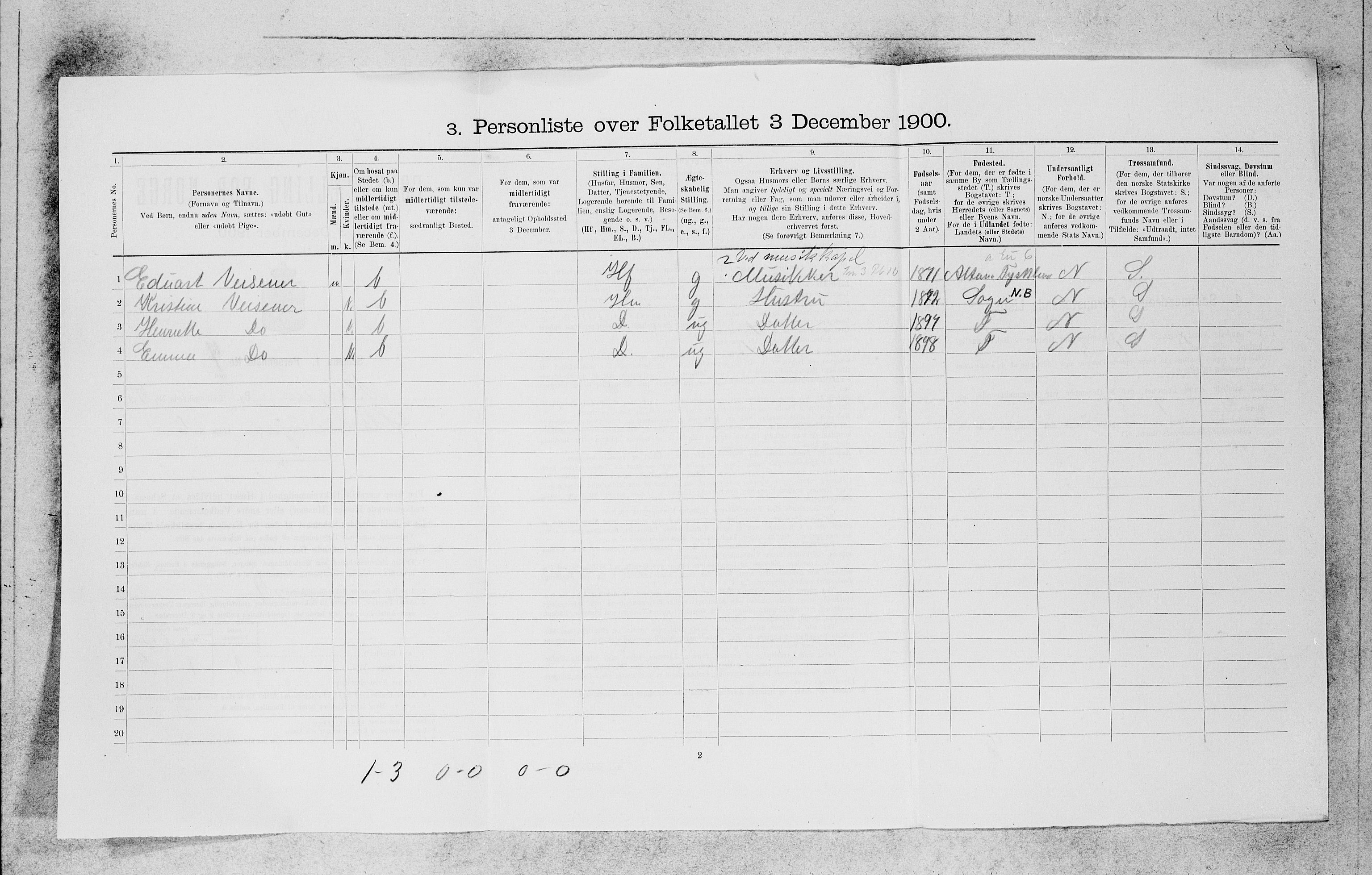 SAB, 1900 census for Bergen, 1900, p. 11280