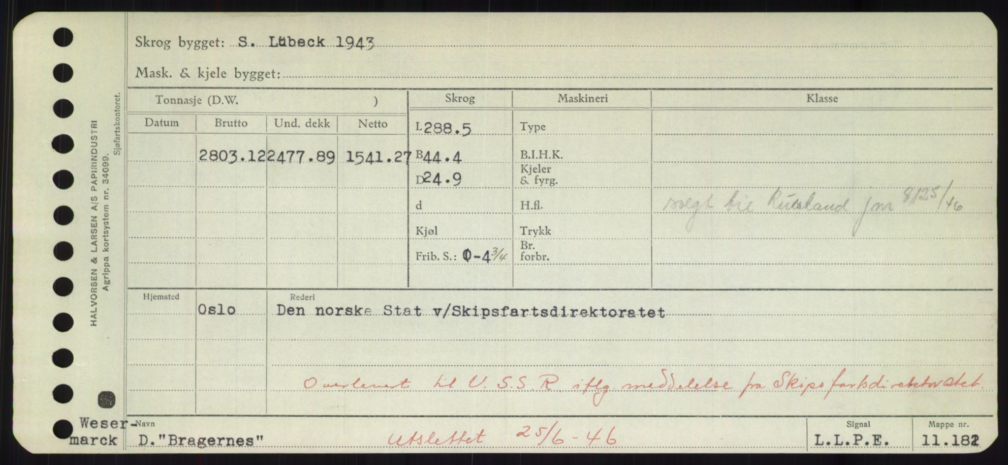 Sjøfartsdirektoratet med forløpere, Skipsmålingen, RA/S-1627/H/Hd/L0005: Fartøy, Br-Byg, p. 43