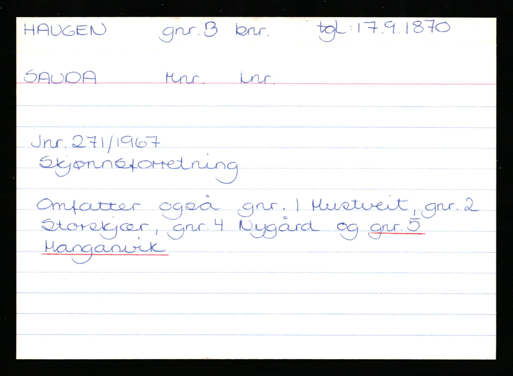 Statsarkivet i Stavanger, AV/SAST-A-101971/03/Y/Yk/L0015: Registerkort sortert etter gårdsnavn: Haneberg - Haugland nedre, 1750-1930, p. 542