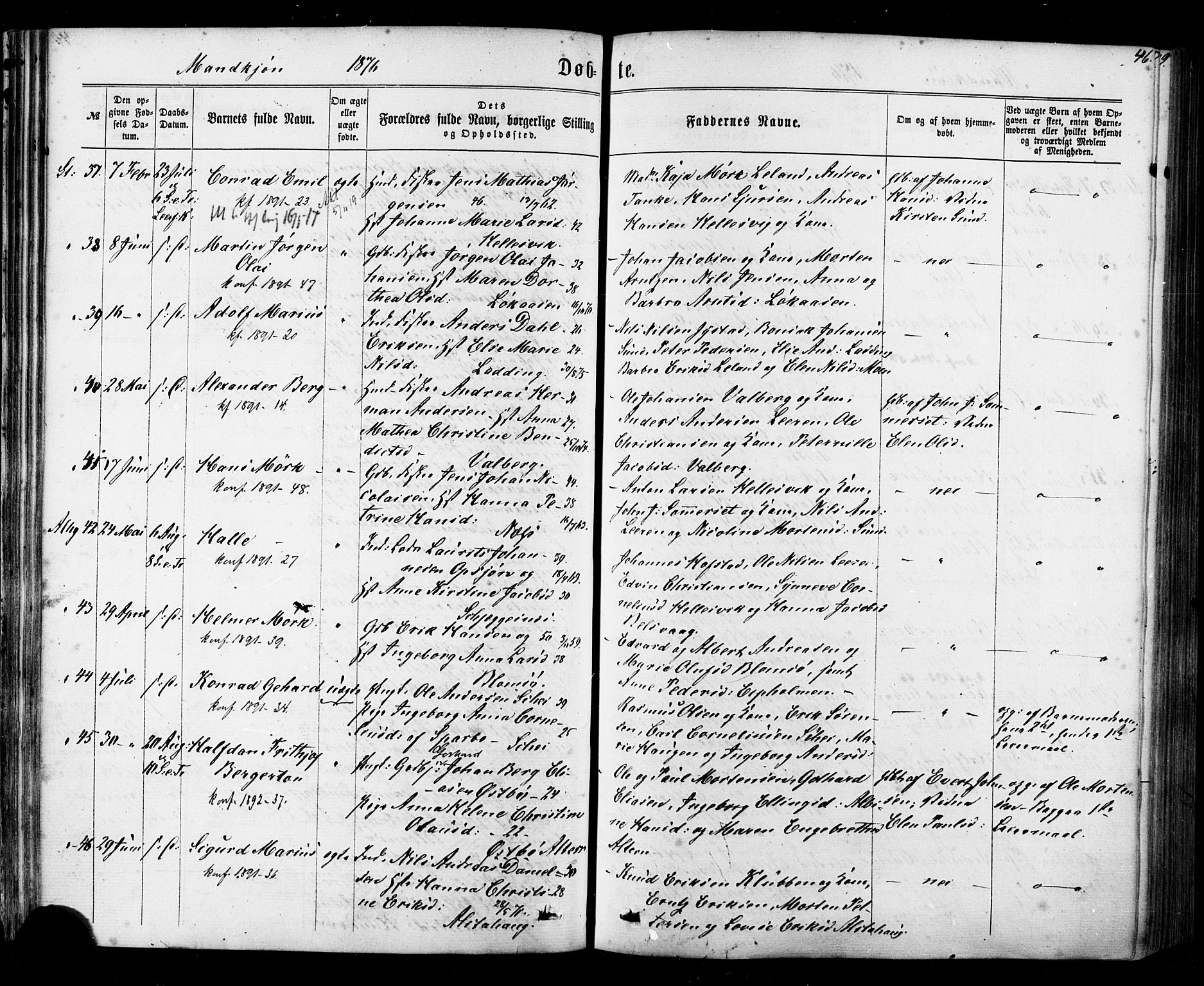 Ministerialprotokoller, klokkerbøker og fødselsregistre - Nordland, AV/SAT-A-1459/830/L0449: Parish register (official) no. 830A13, 1866-1886, p. 46