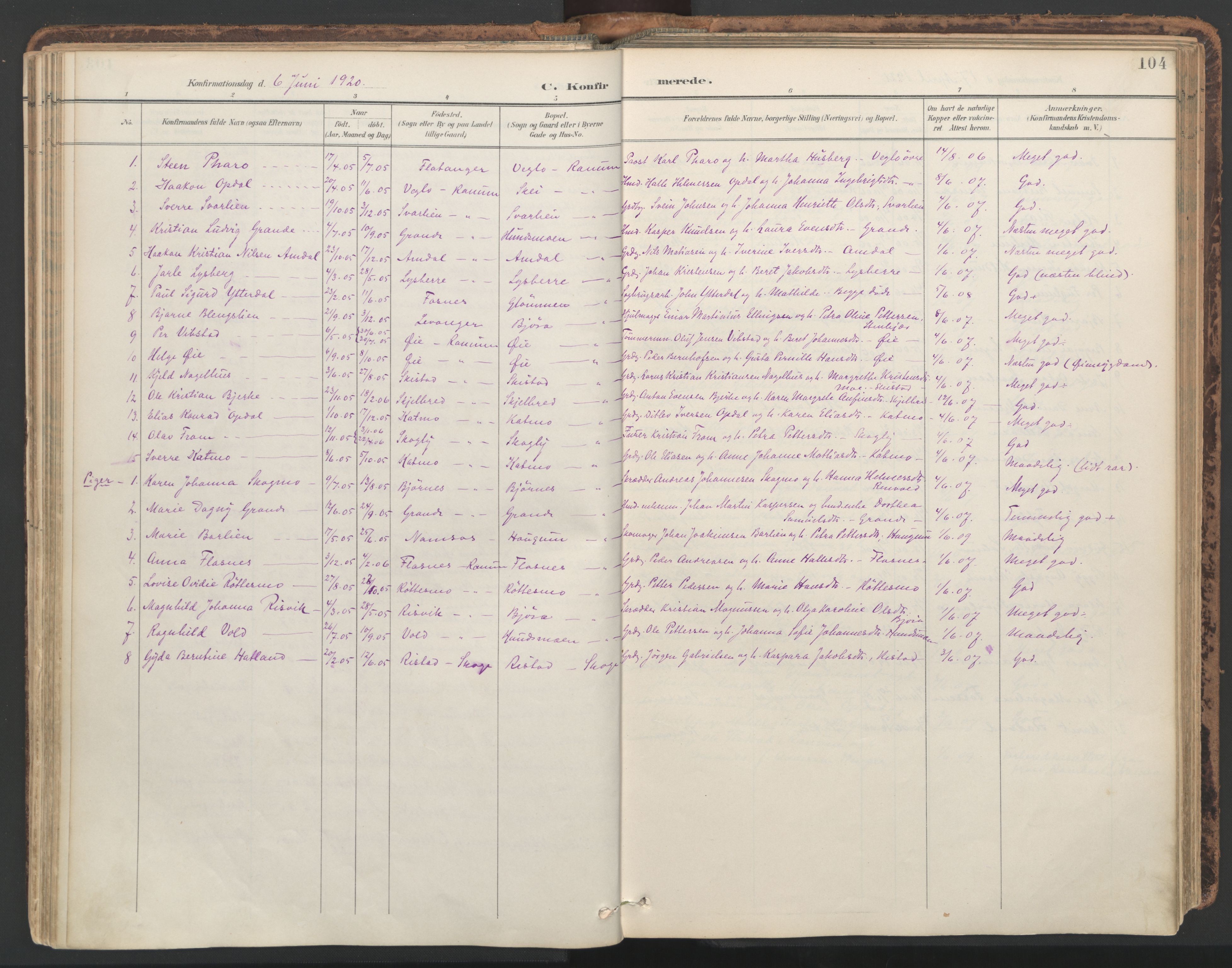 Ministerialprotokoller, klokkerbøker og fødselsregistre - Nord-Trøndelag, SAT/A-1458/764/L0556: Parish register (official) no. 764A11, 1897-1924, p. 104