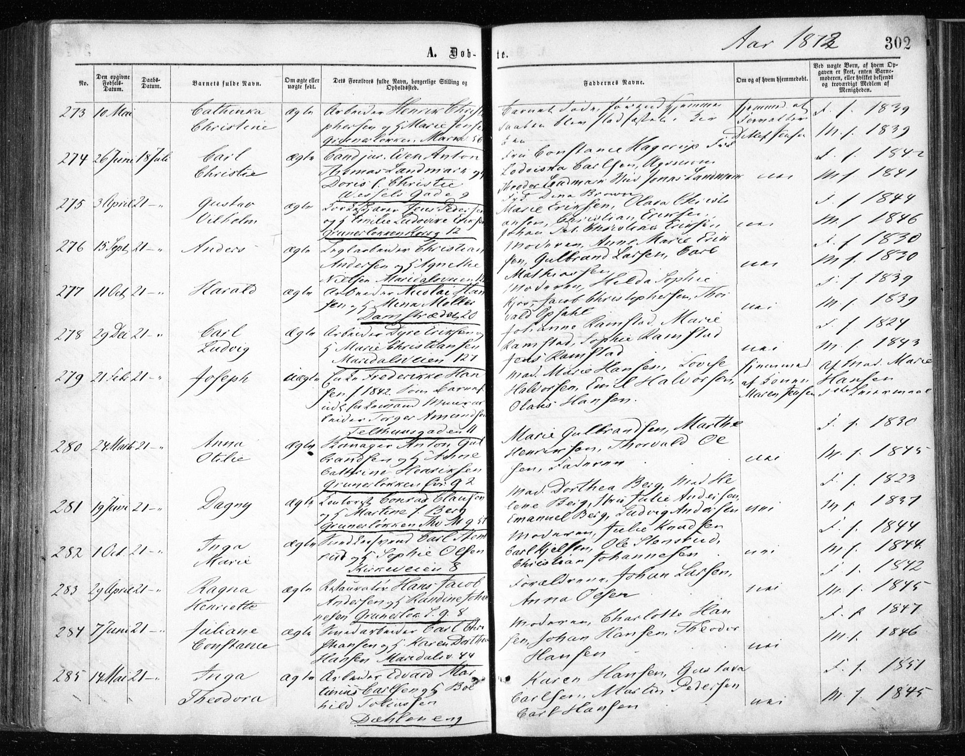 Gamle Aker prestekontor Kirkebøker, AV/SAO-A-10617a/F/L0002: Parish register (official) no. 2, 1864-1872, p. 302