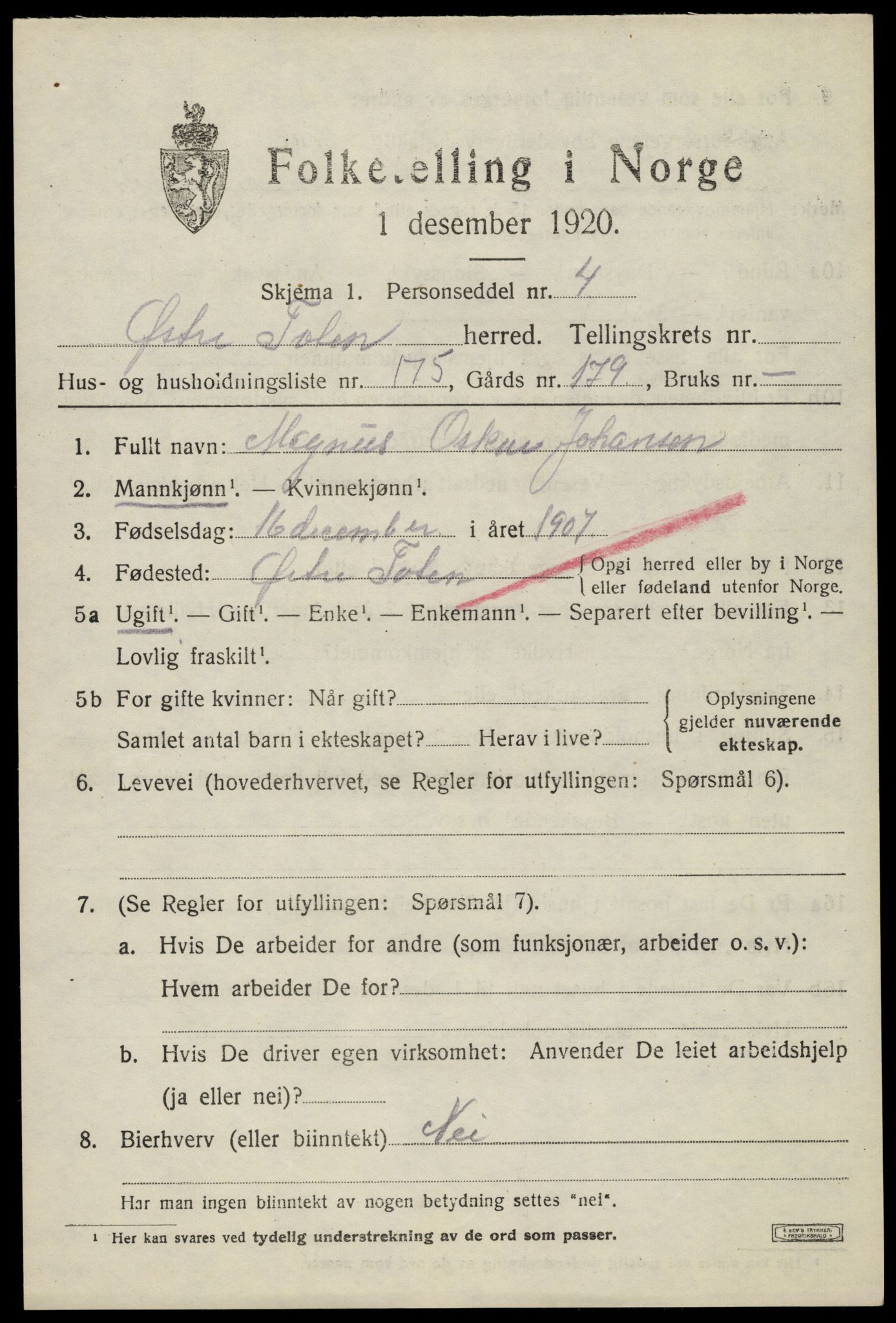 SAH, 1920 census for Østre Toten, 1920, p. 20348