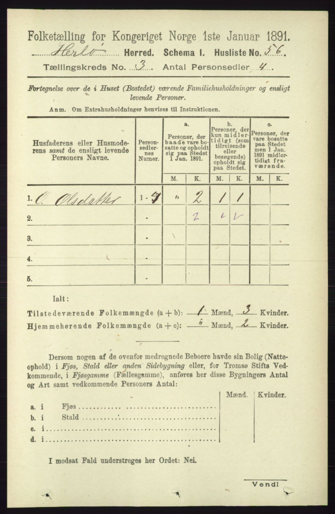 RA, 1891 census for 1258 Herdla, 1891, p. 1074