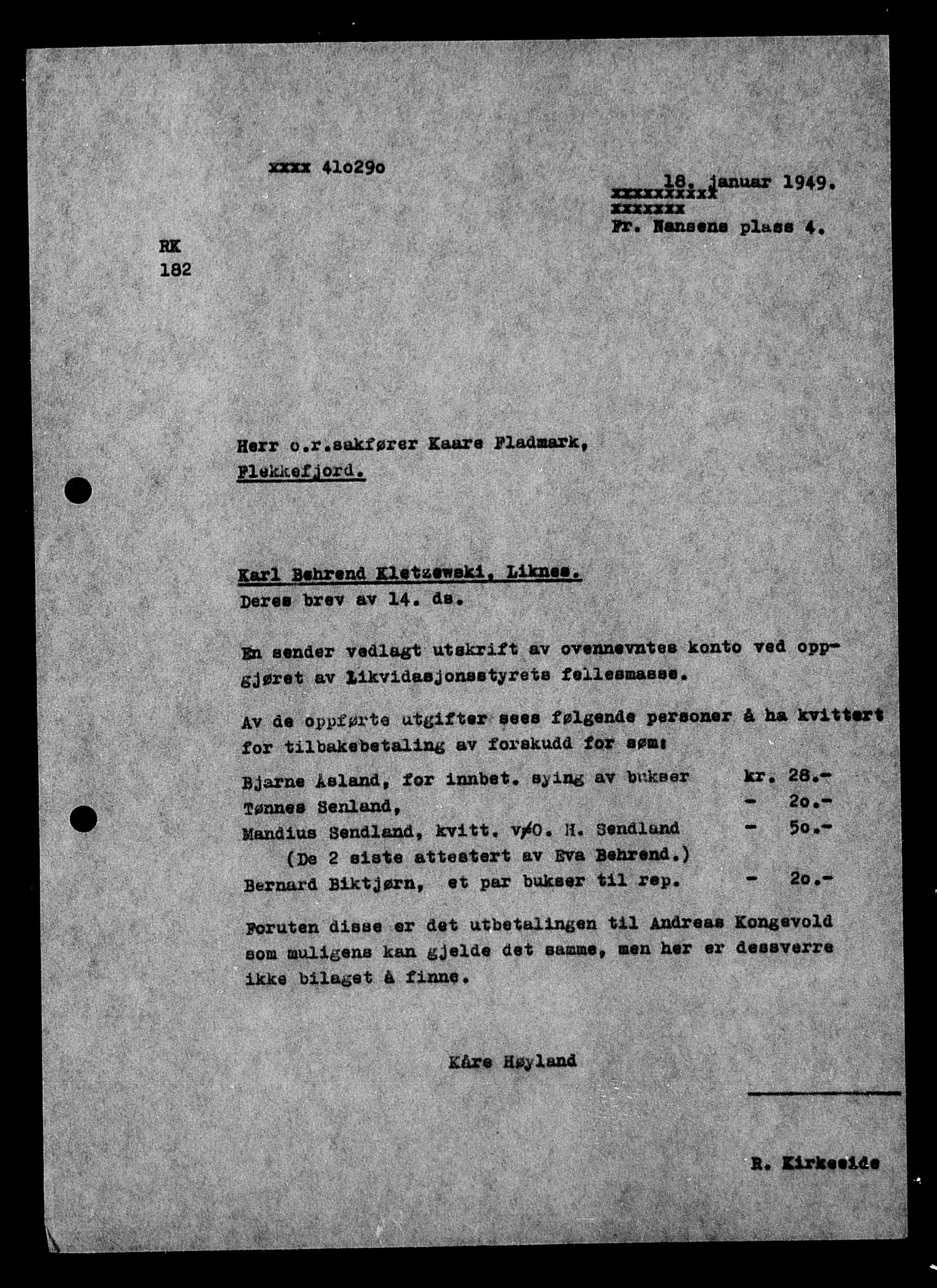 Justisdepartementet, Tilbakeføringskontoret for inndratte formuer, AV/RA-S-1564/H/Hc/Hcd/L1001: --, 1945-1947, p. 575