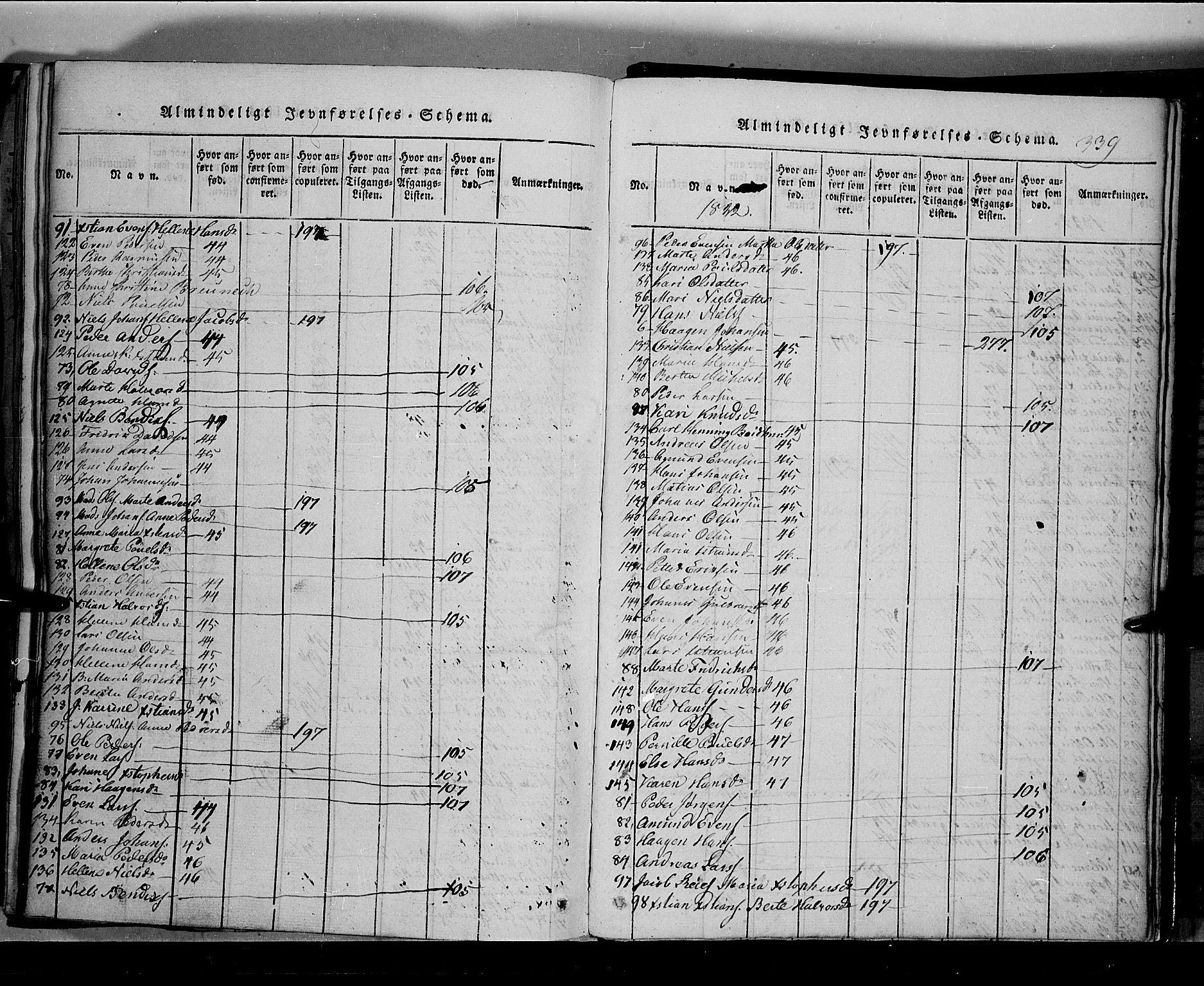 Toten prestekontor, SAH/PREST-102/H/Ha/Hab/L0002: Parish register (copy) no. 2, 1820-1827, p. 339