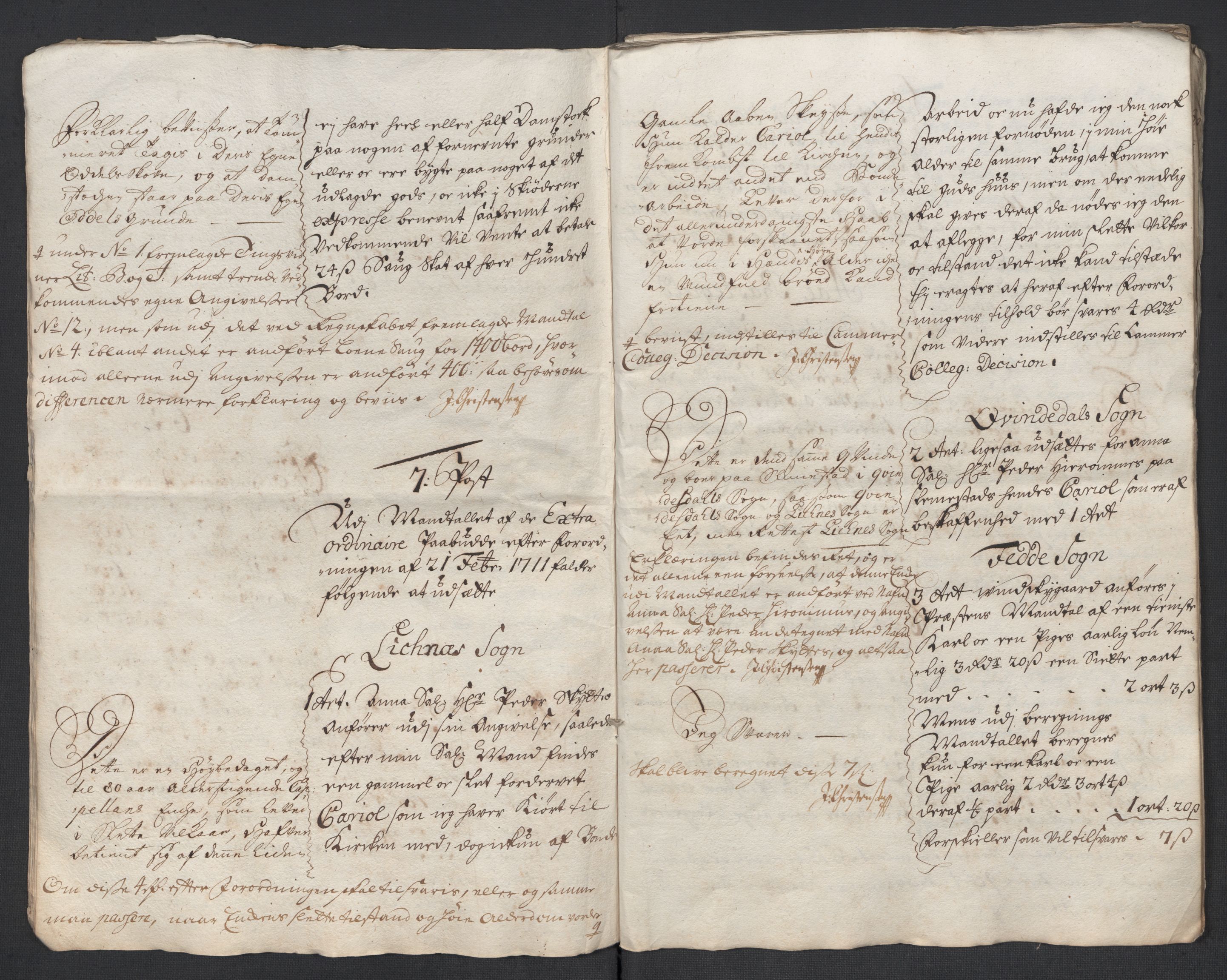 Rentekammeret inntil 1814, Reviderte regnskaper, Fogderegnskap, AV/RA-EA-4092/R43/L2557: Fogderegnskap Lista og Mandal, 1711-1713, p. 9