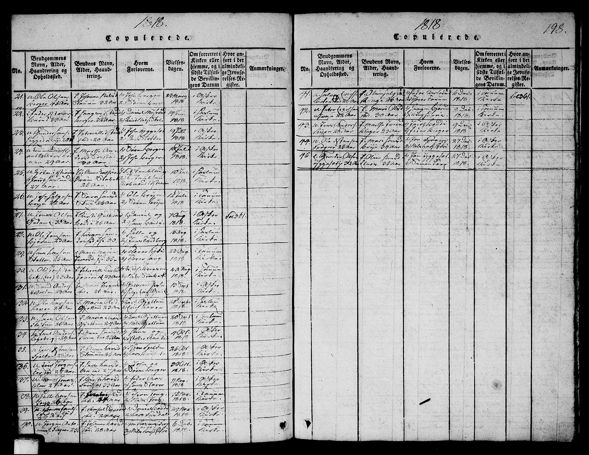 Asker prestekontor Kirkebøker, AV/SAO-A-10256a/G/Ga/L0001: Parish register (copy) no. I 1, 1814-1830, p. 198