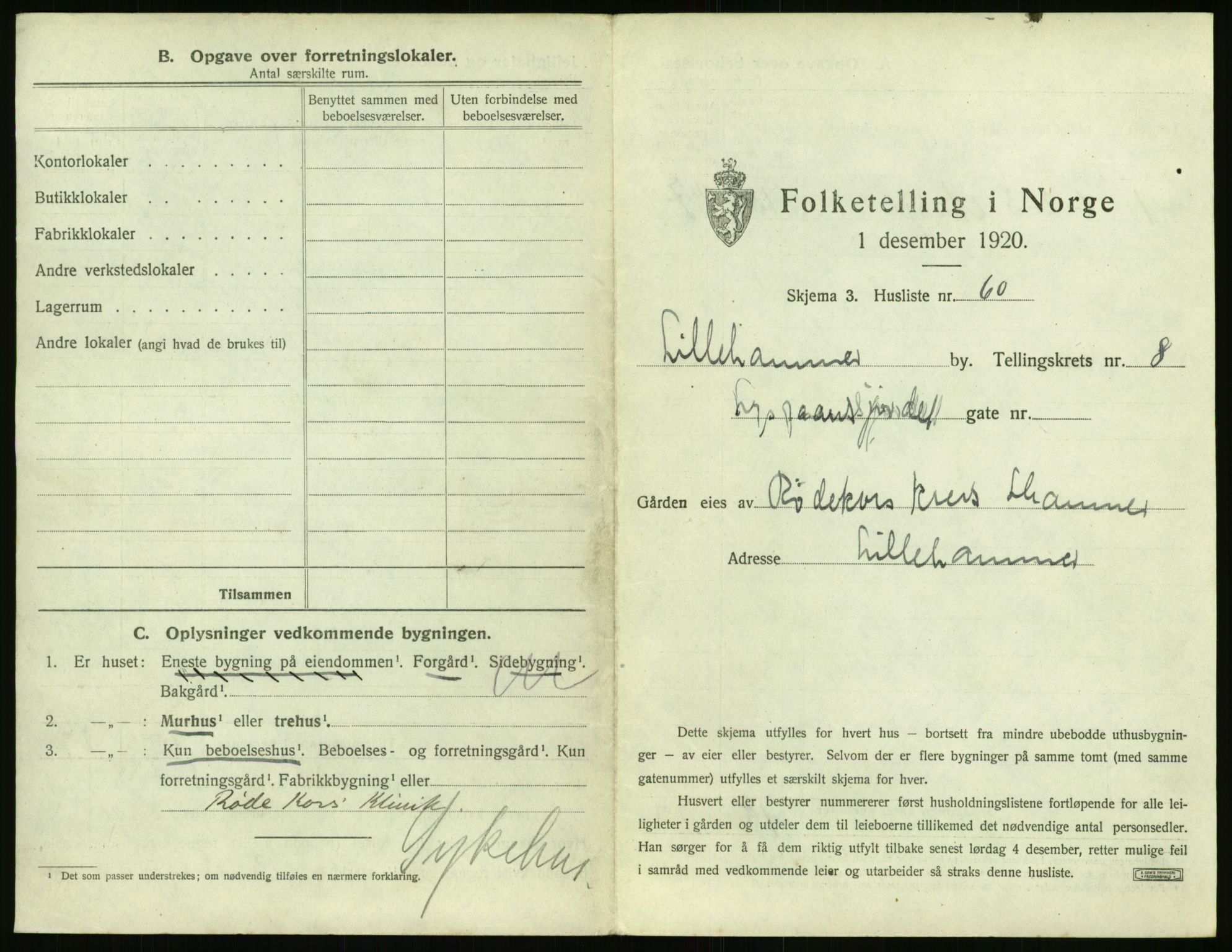 SAH, 1920 census for Lillehammer, 1920, p. 980