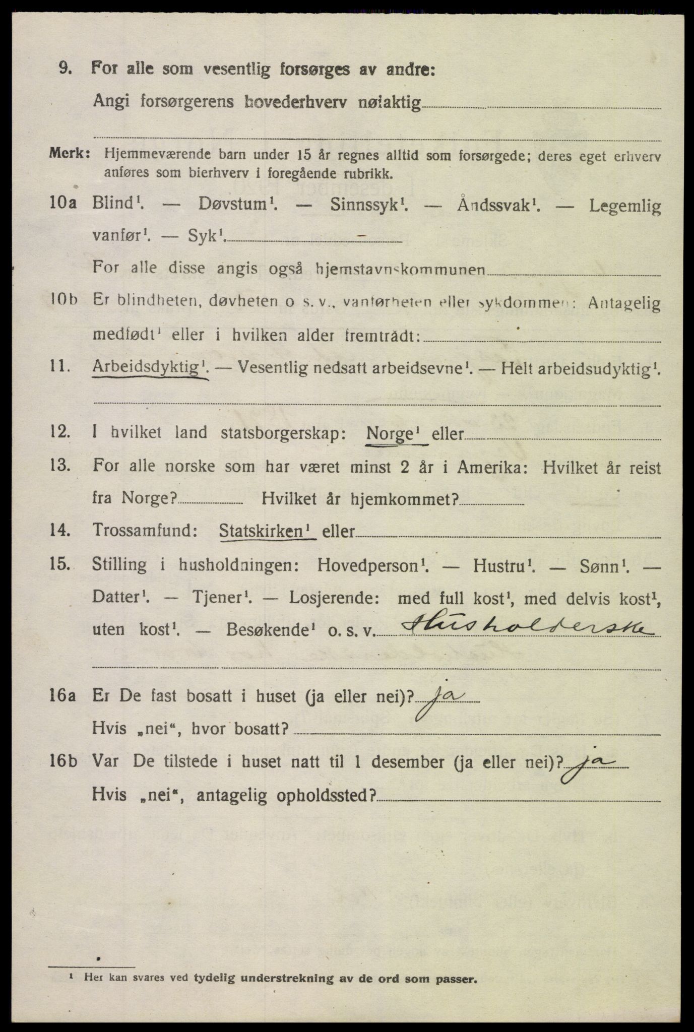 SAK, 1920 census for Vegårshei, 1920, p. 1221