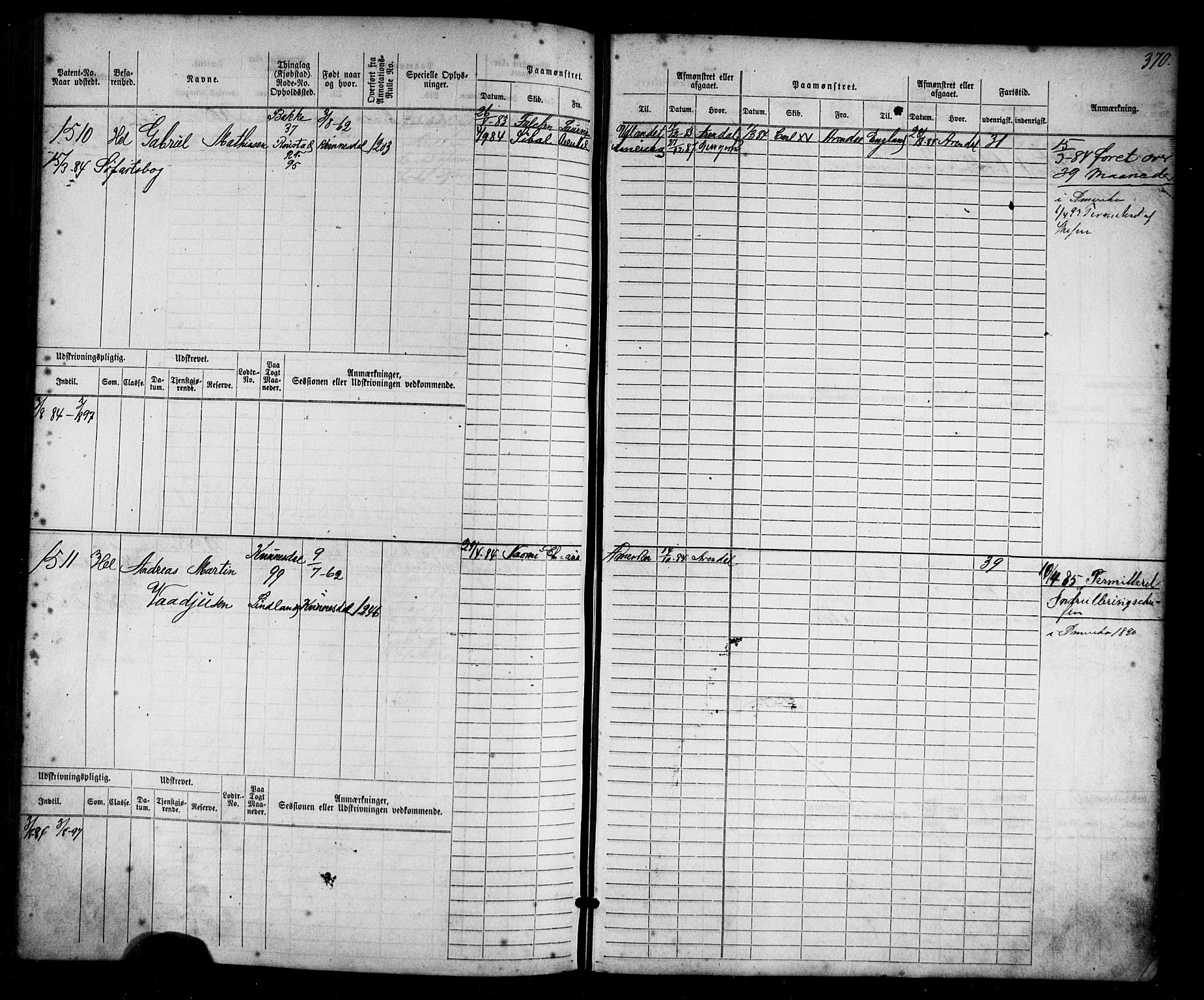 Flekkefjord mønstringskrets, AV/SAK-2031-0018/F/Fb/L0009: Hovedrulle nr 771-1533, Æ-6, 1868-1900, p. 403