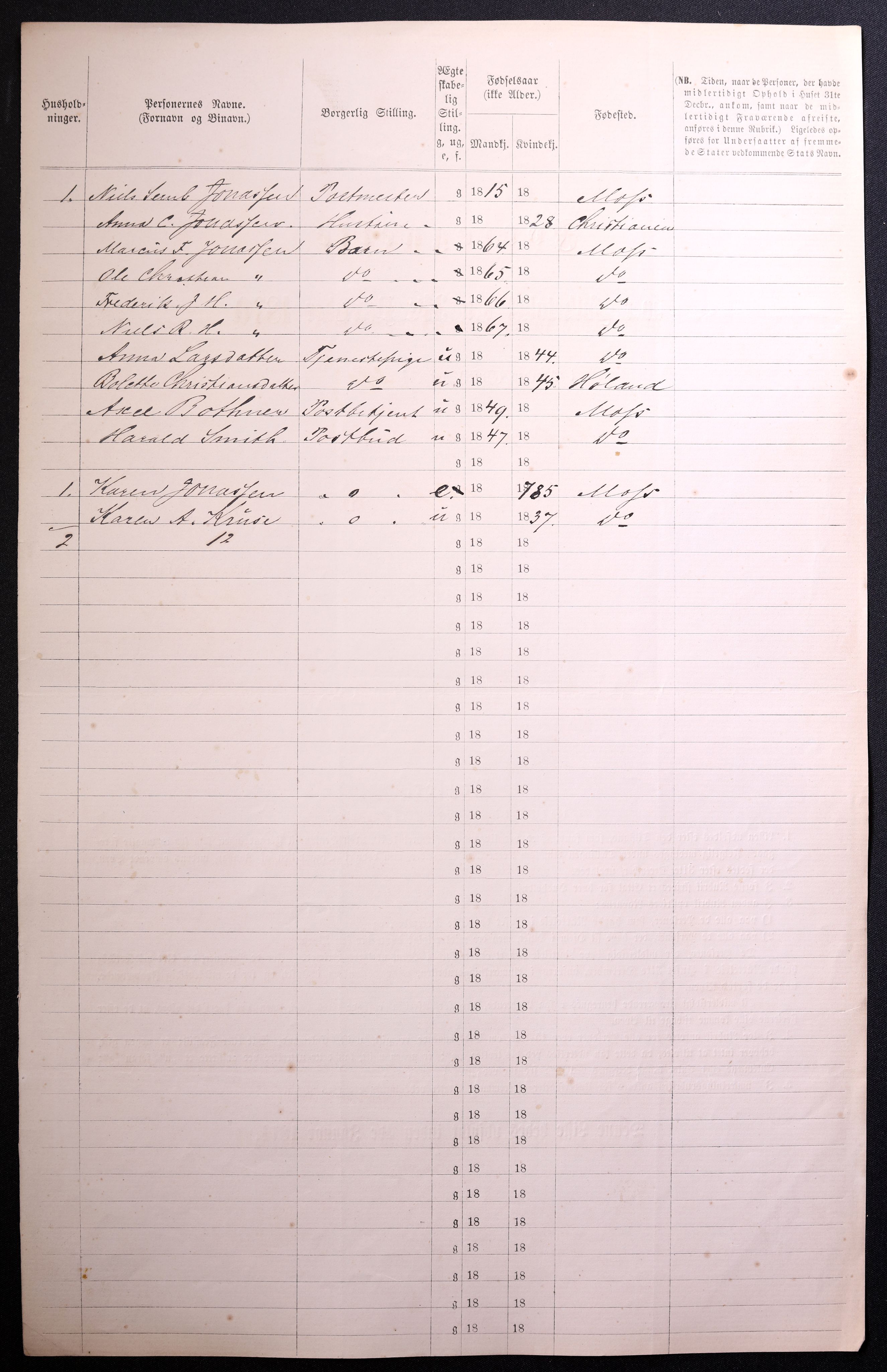 RA, 1870 census for 0104 Moss, 1870, p. 458