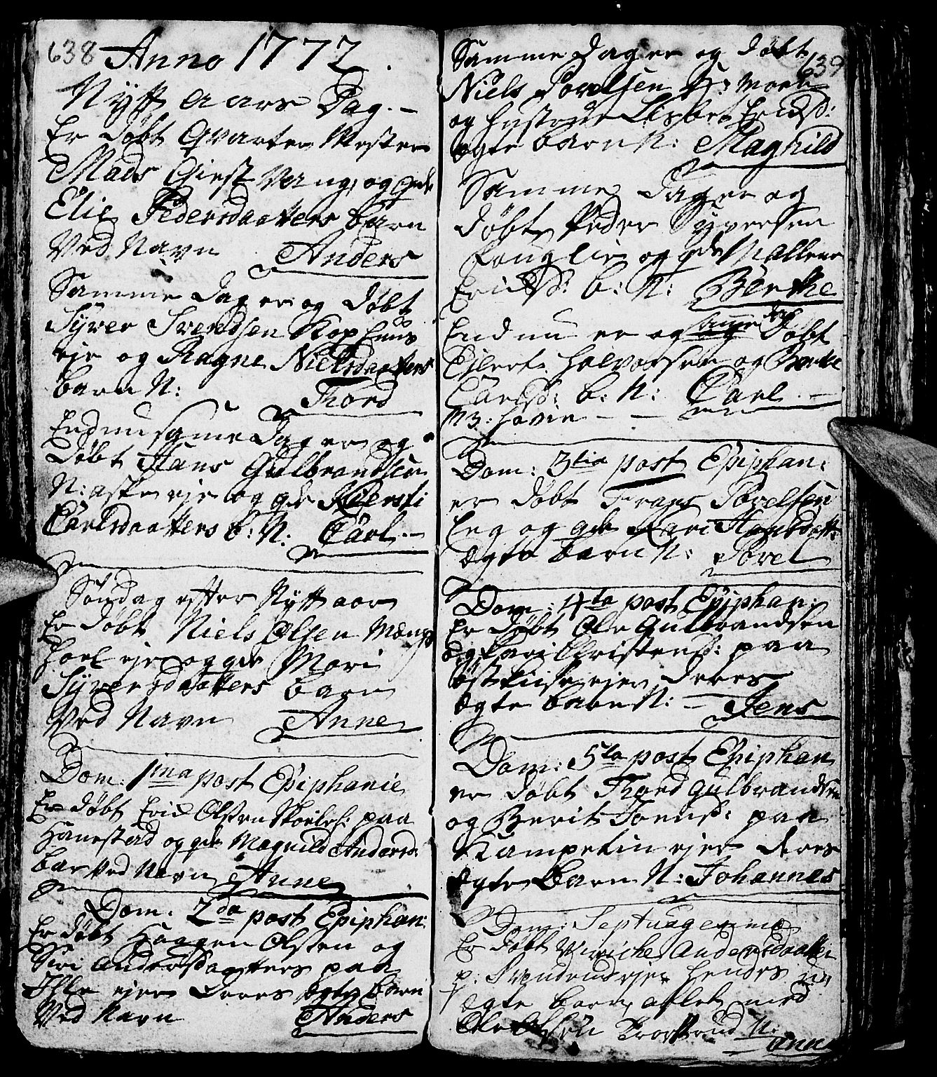 Nes prestekontor, Hedmark, AV/SAH-PREST-020/L/La/L0001: Parish register (copy) no. 1, 1663-1784, p. 638-639