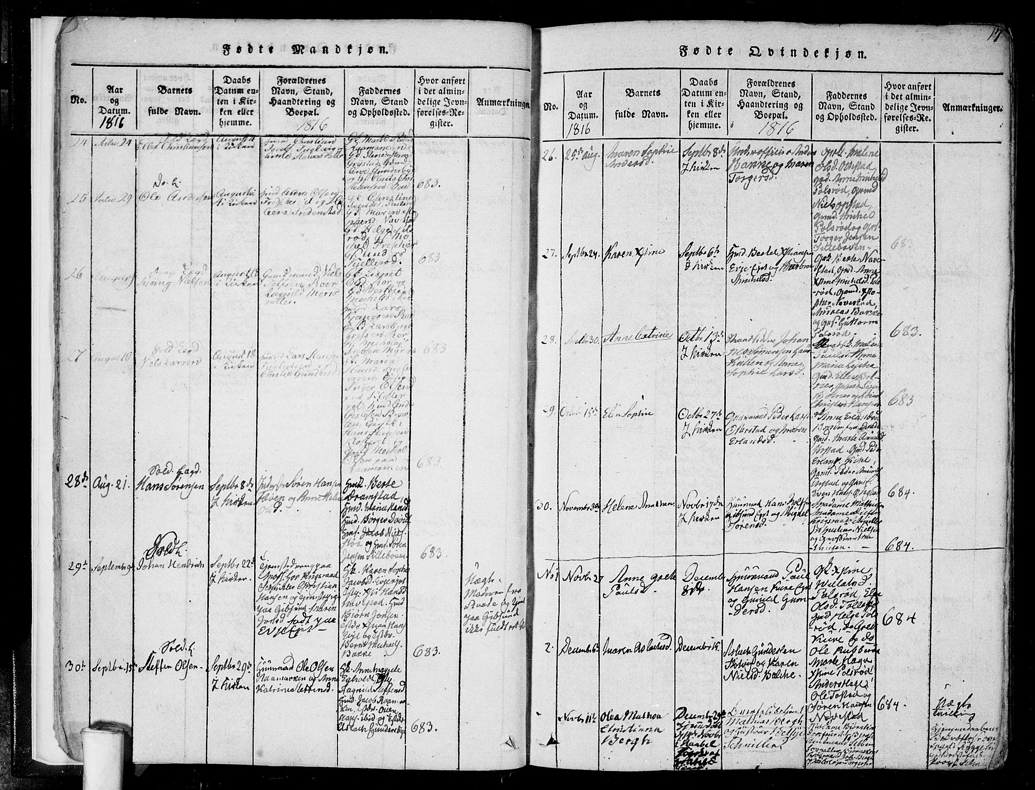 Rygge prestekontor Kirkebøker, SAO/A-10084b/F/Fa/L0003: Parish register (official) no. 3, 1814-1836, p. 16-17