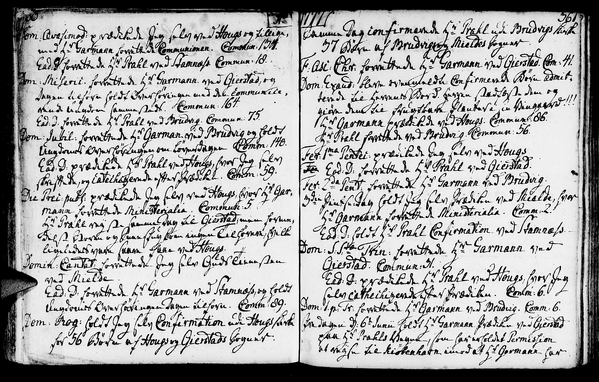 Haus sokneprestembete, AV/SAB-A-75601/H/Haa: Parish register (official) no. A 9, 1767-1781, p. 360-361