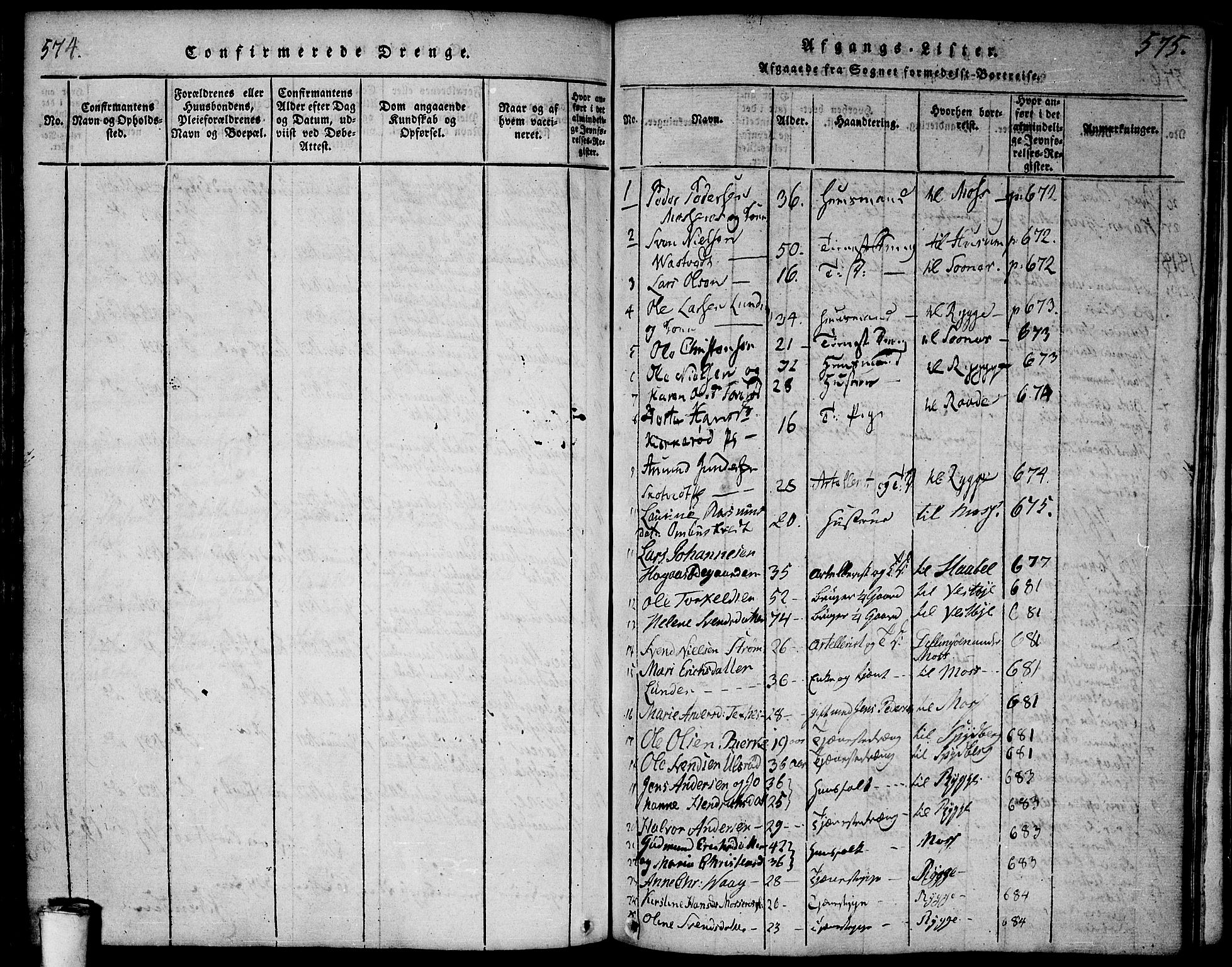 Våler prestekontor Kirkebøker, SAO/A-11083/F/Fa/L0005: Parish register (official) no. I 5, 1815-1839, p. 574-575