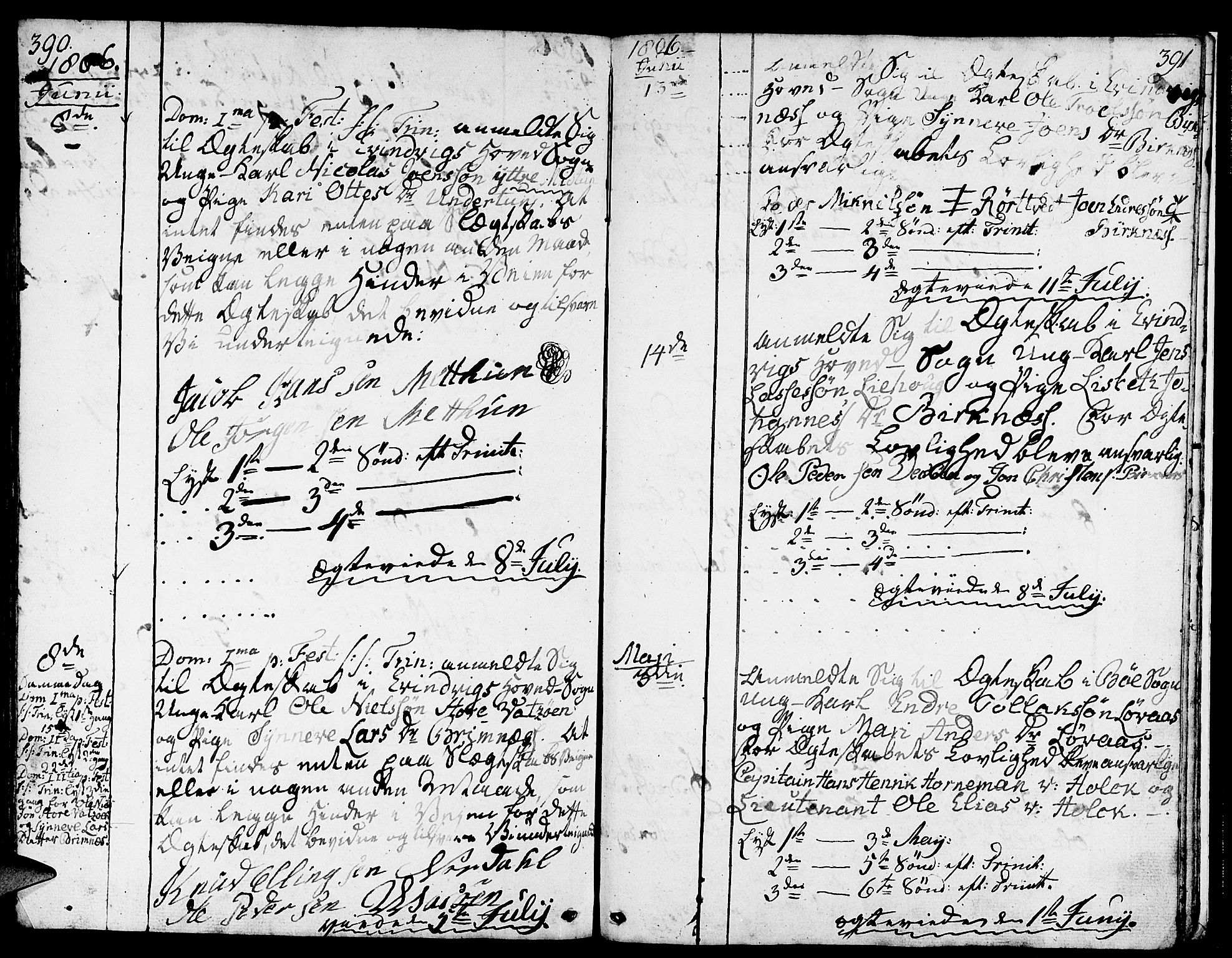 Gulen sokneprestembete, AV/SAB-A-80201/H/Haa/Haaa/L0016: Parish register (official) no. A 16, 1798-1808, p. 390-391