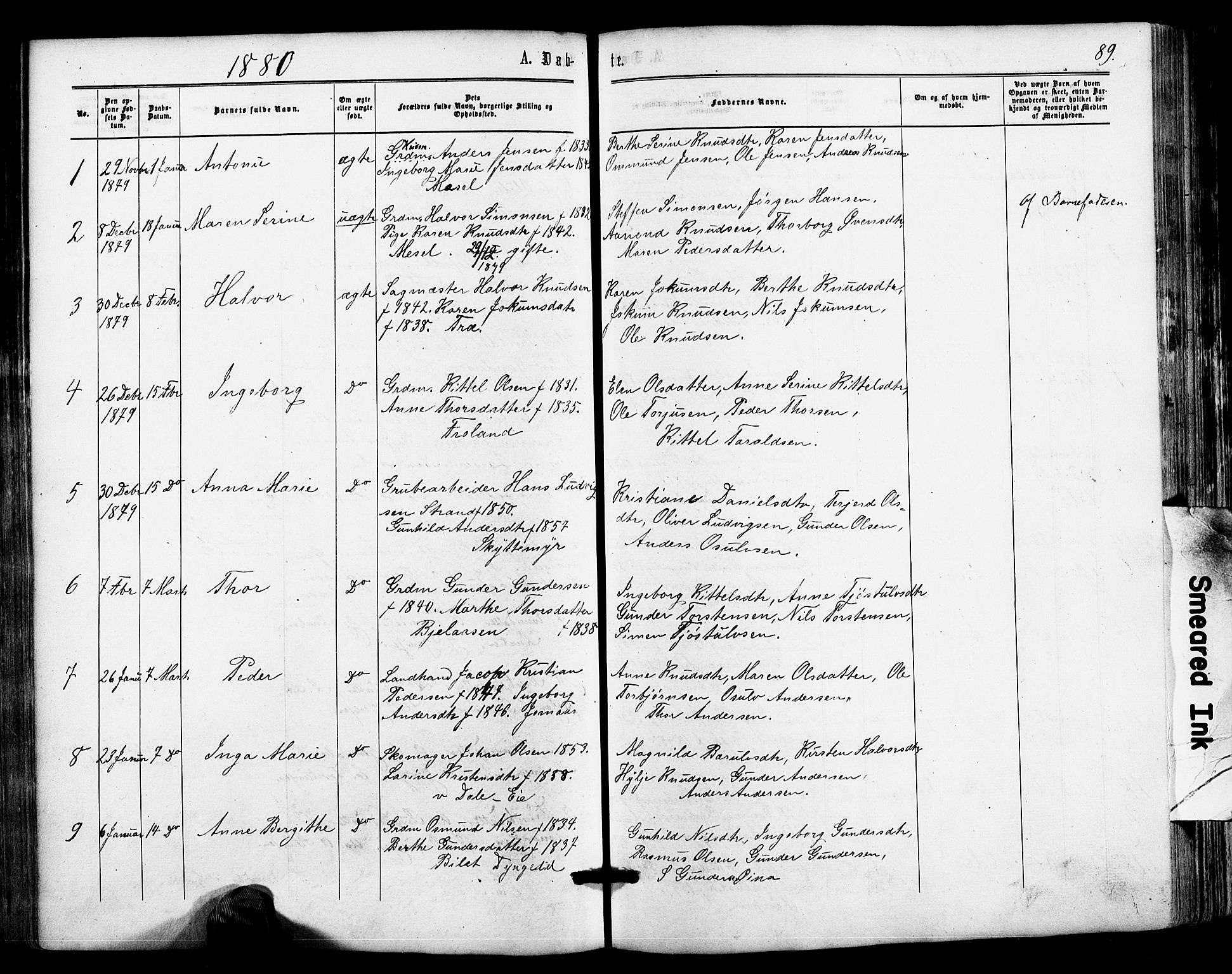 Froland sokneprestkontor, SAK/1111-0013/F/Fa/L0003: Parish register (official) no. A 3, 1864-1881, p. 89