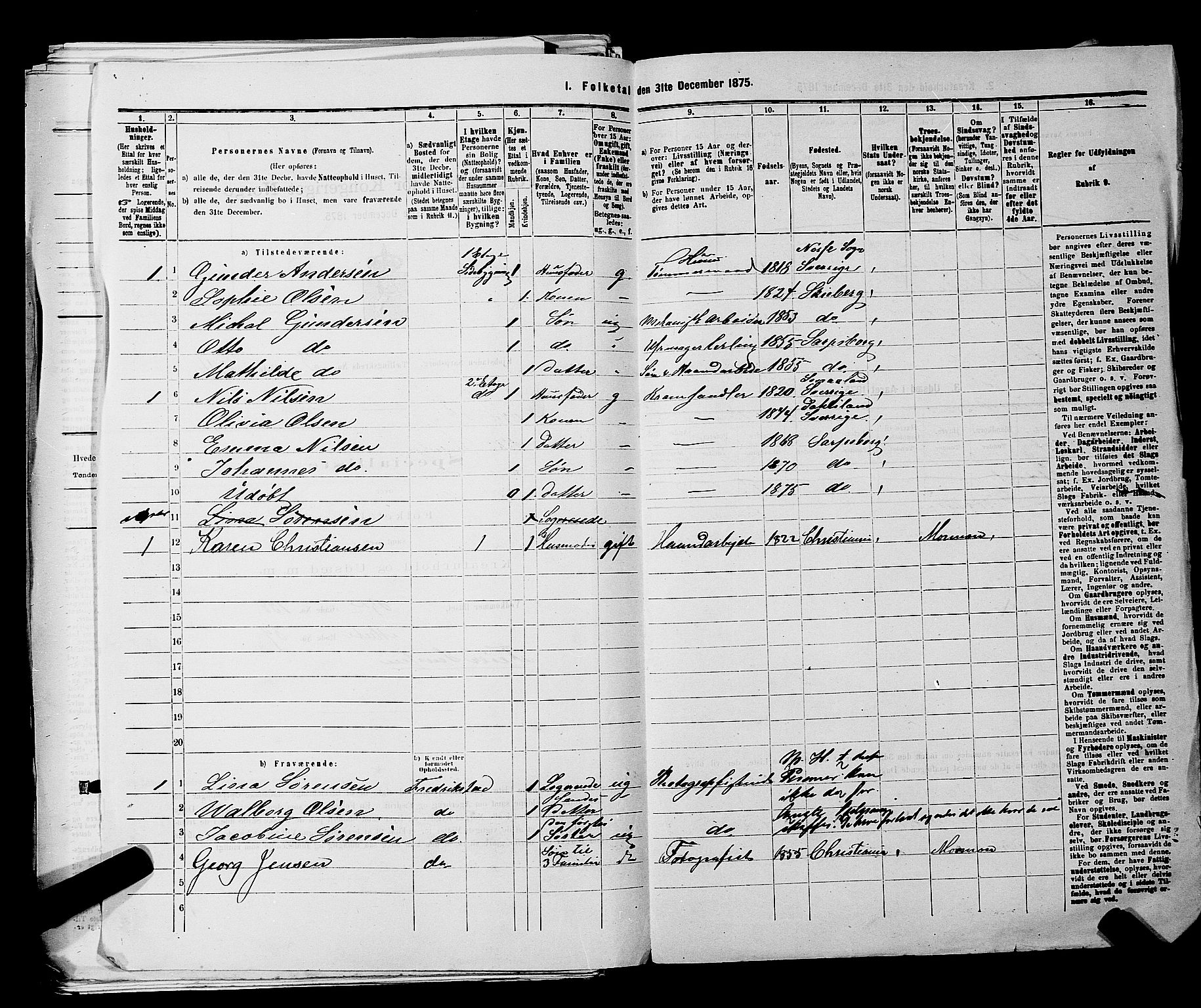 RA, 1875 census for 0102P Sarpsborg, 1875, p. 408