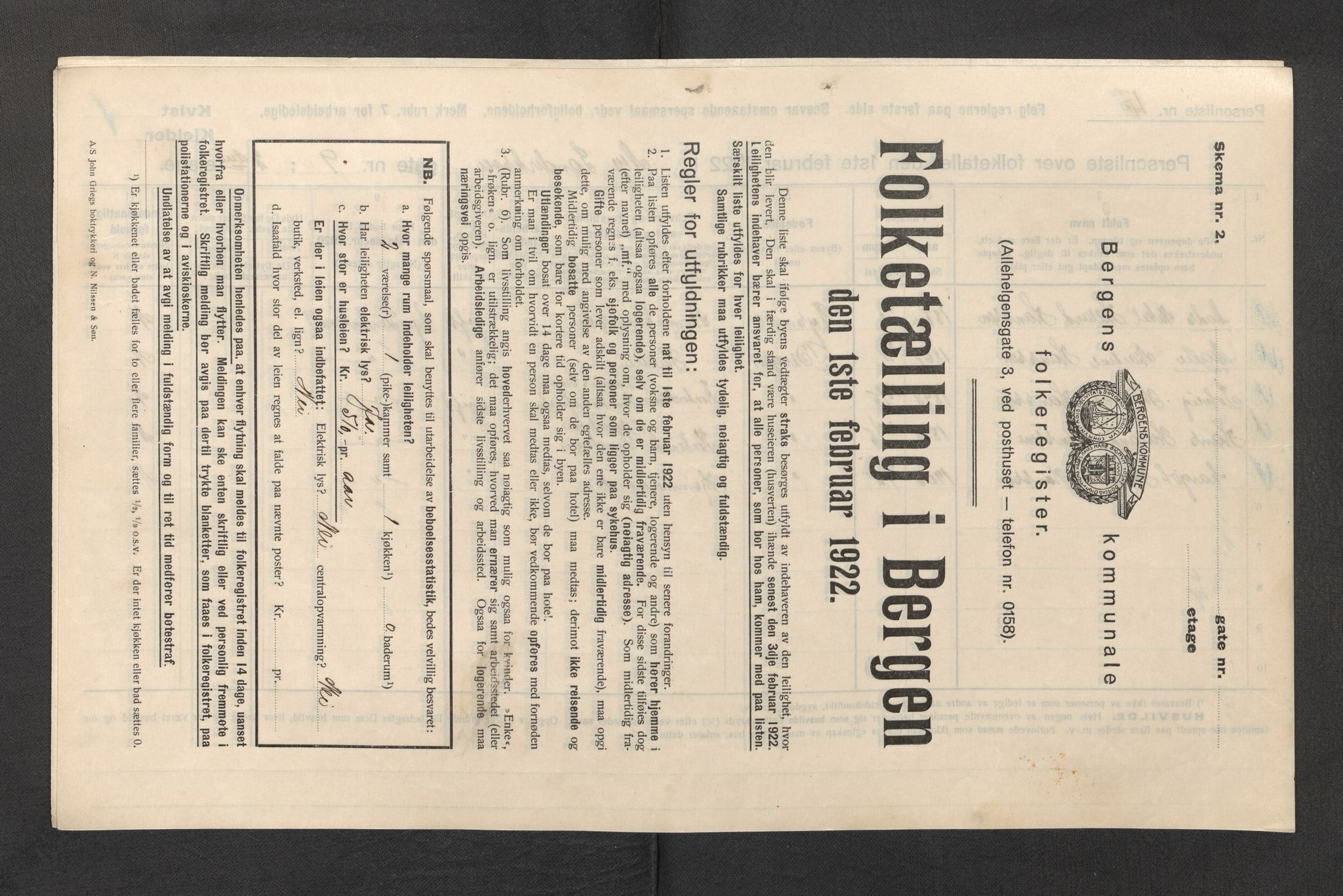 SAB, Municipal Census 1922 for Bergen, 1922, p. 34641