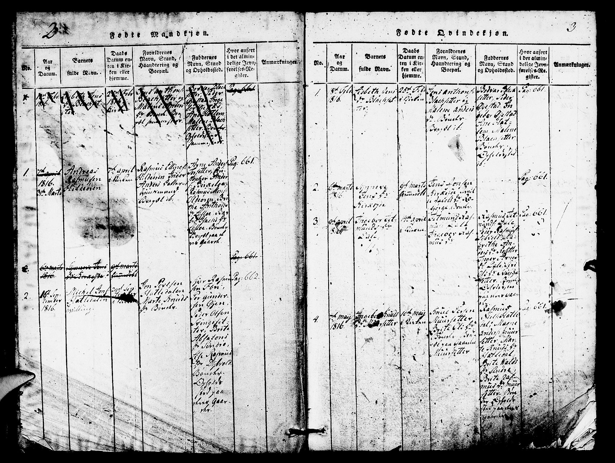 Innvik sokneprestembete, AV/SAB-A-80501: Parish register (copy) no. A 1, 1816-1820, p. 2-3