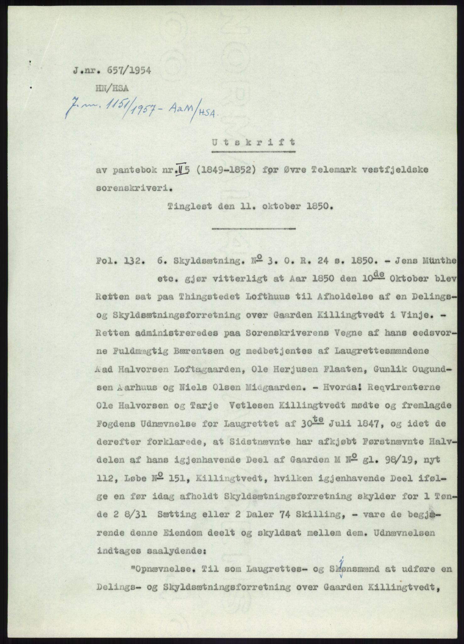 Statsarkivet i Kongsberg, SAKO/A-0001, 1944-1954, p. 285