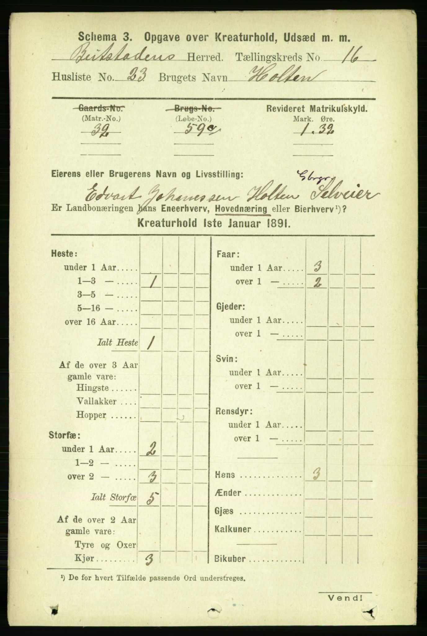 RA, 1891 census for 1727 Beitstad, 1891, p. 6701