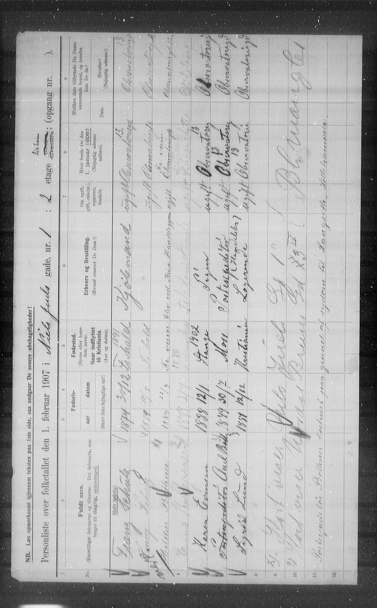 OBA, Municipal Census 1907 for Kristiania, 1907, p. 35883