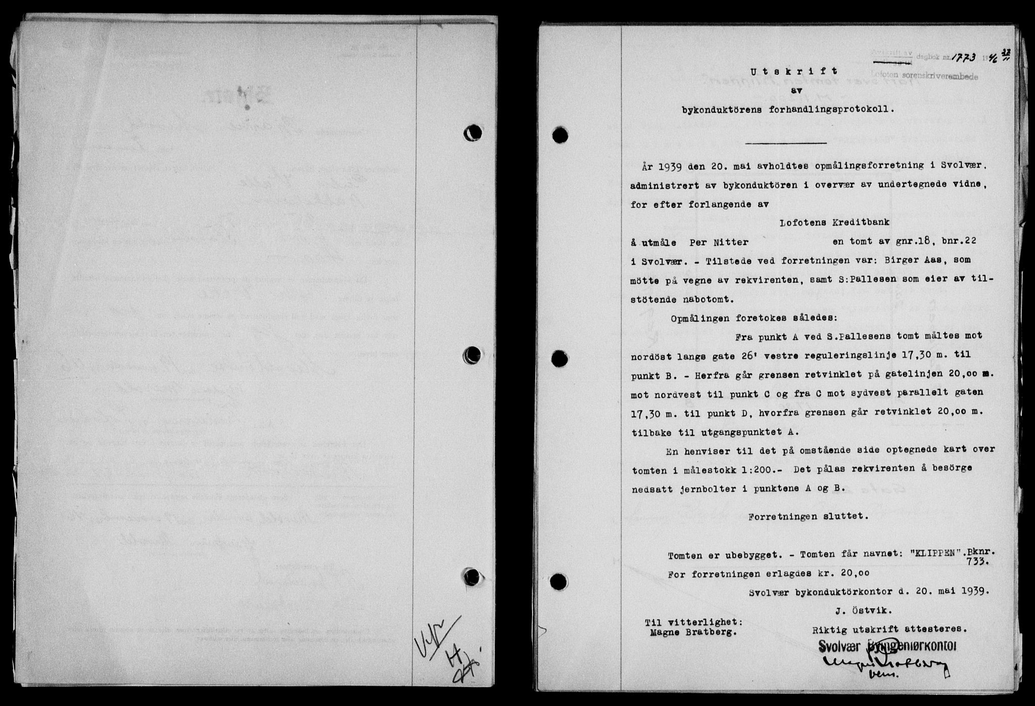 Lofoten sorenskriveri, SAT/A-0017/1/2/2C/L0015a: Mortgage book no. 15a, 1946-1947, Diary no: : 1773/1946