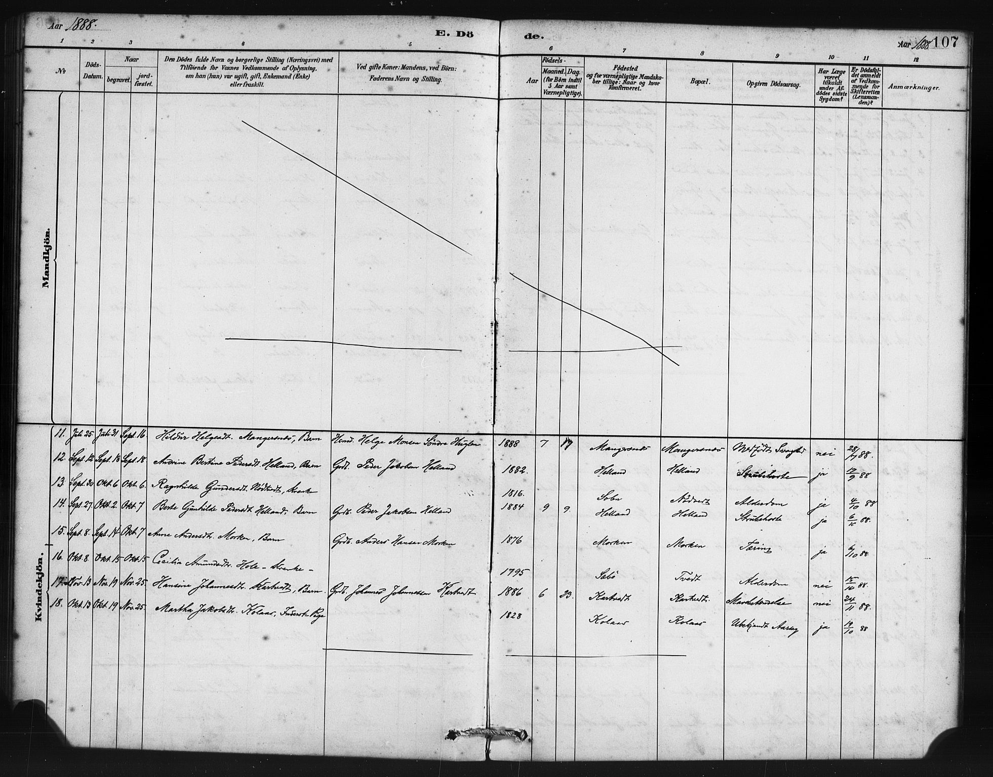 Manger sokneprestembete, SAB/A-76801/H/Haa: Parish register (official) no. B 1, 1881-1892, p. 107