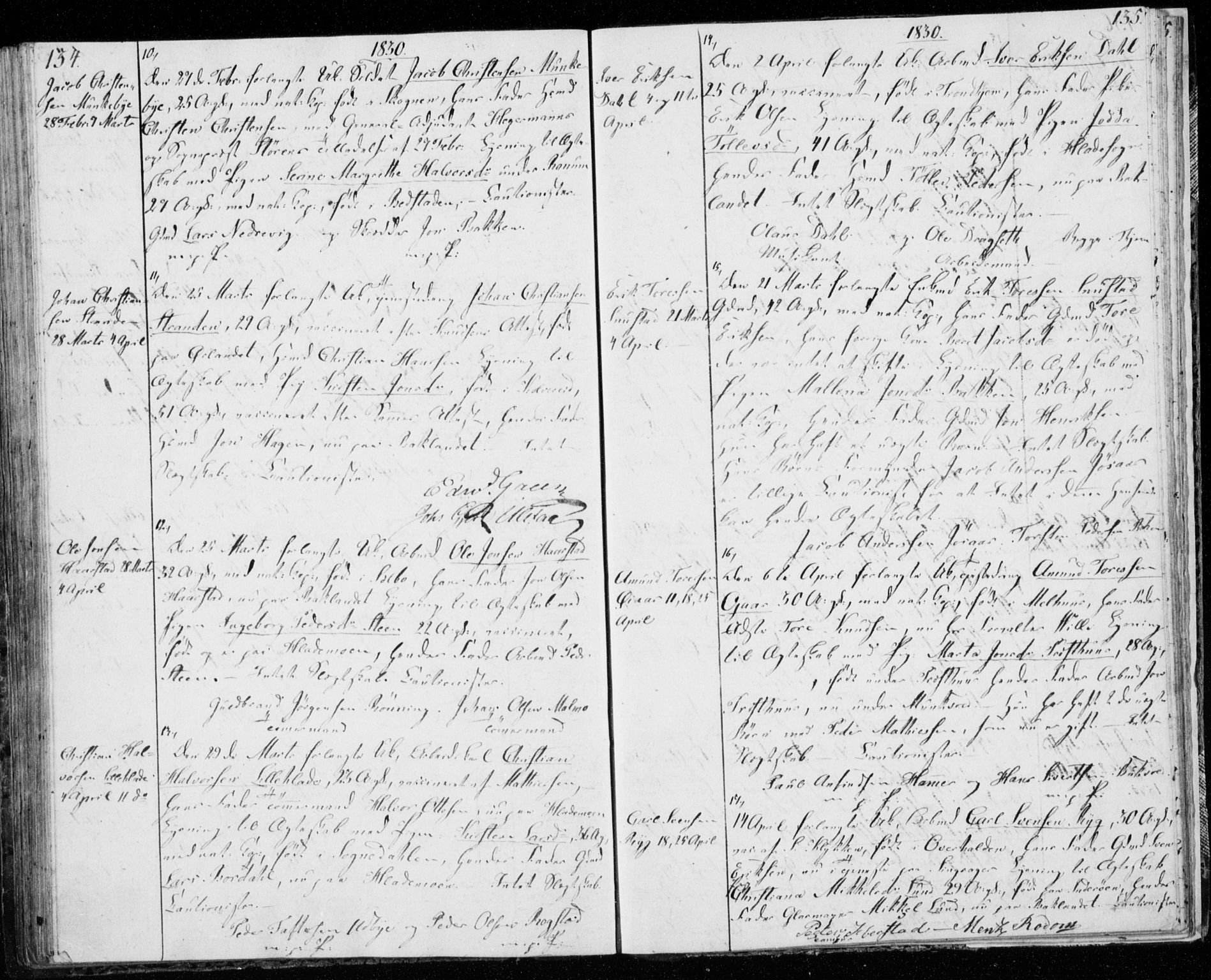 Ministerialprotokoller, klokkerbøker og fødselsregistre - Sør-Trøndelag, SAT/A-1456/606/L0295: Banns register no. 606A10, 1815-1833, p. 134-135