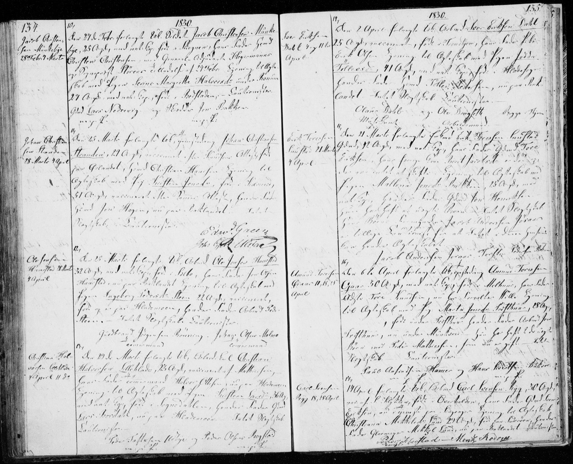 Ministerialprotokoller, klokkerbøker og fødselsregistre - Sør-Trøndelag, AV/SAT-A-1456/606/L0295: Banns register no. 606A10, 1815-1833, p. 134-135