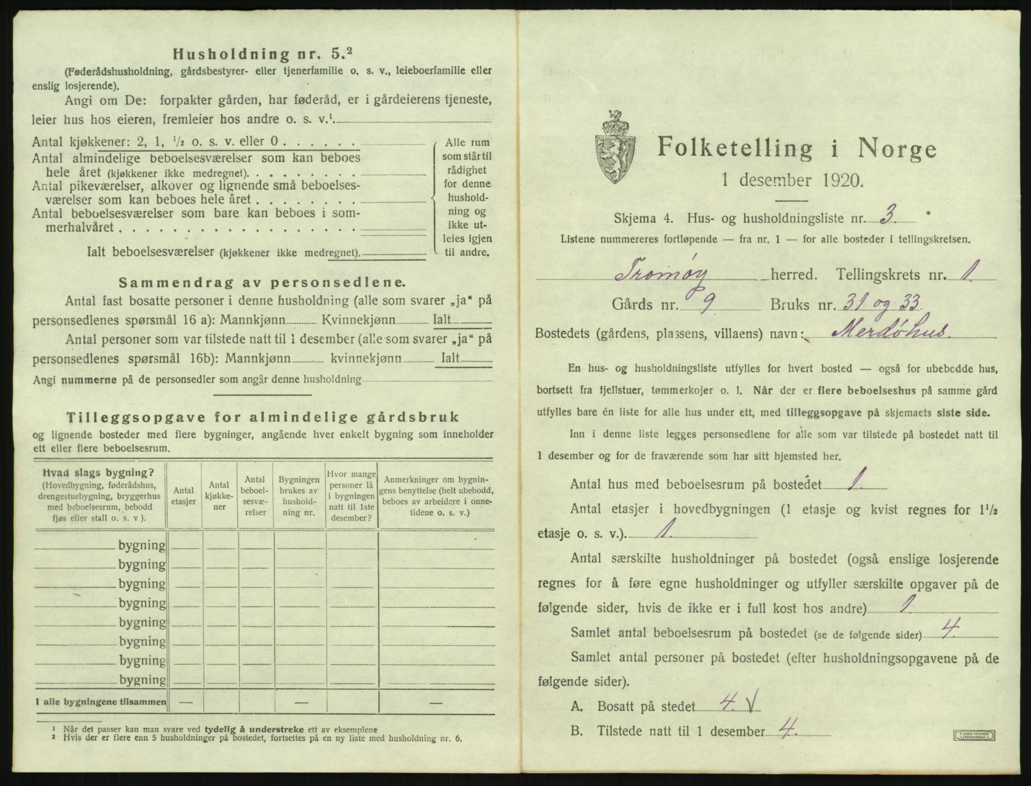 SAK, 1920 census for Tromøy, 1920, p. 41