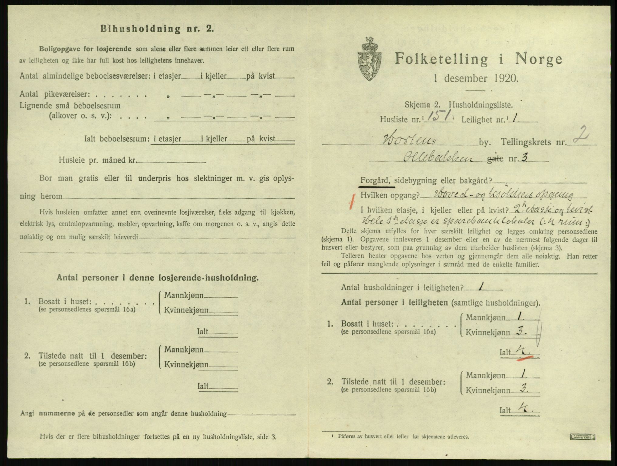 SAKO, 1920 census for Horten, 1920, p. 3905