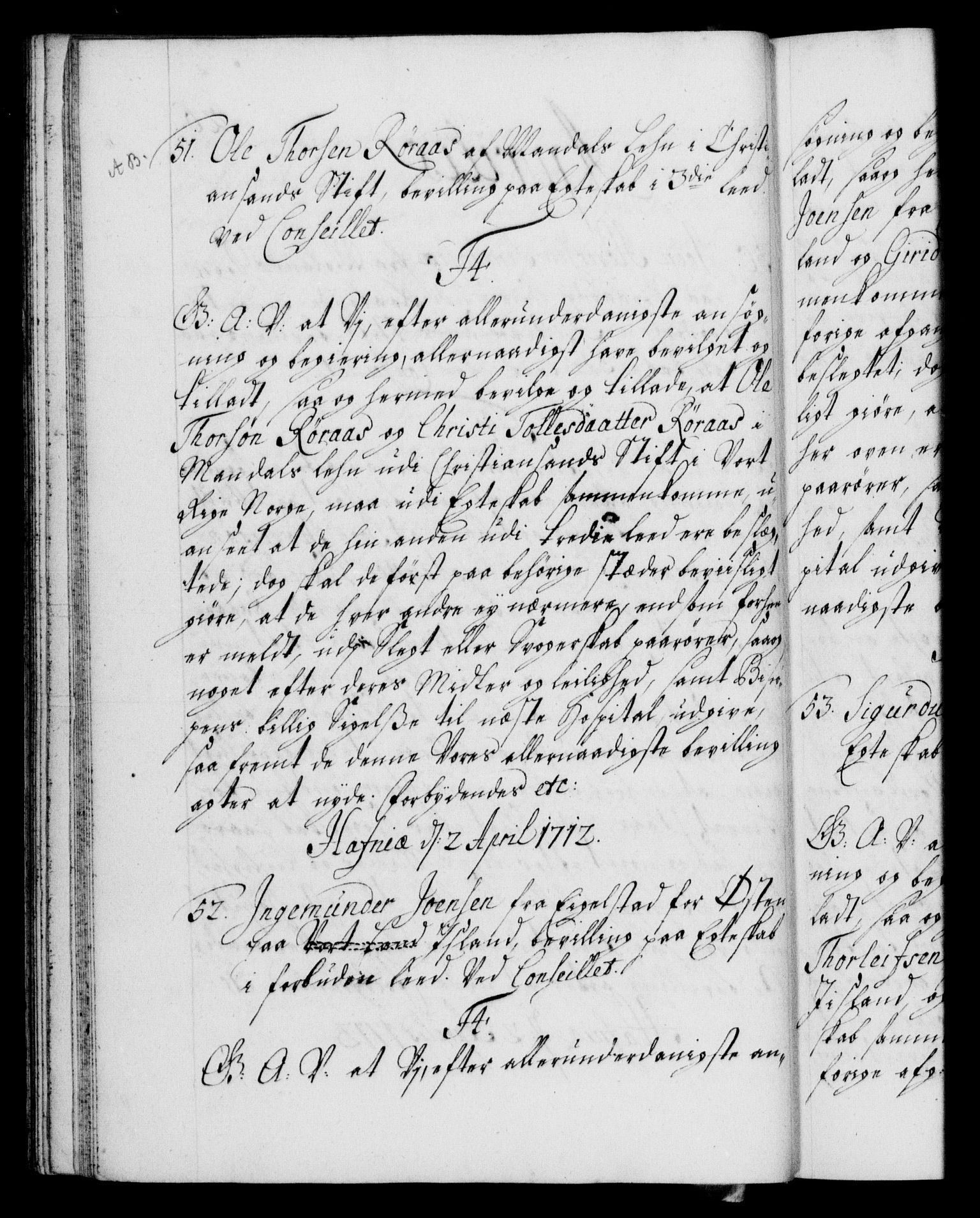 Danske Kanselli 1572-1799, AV/RA-EA-3023/F/Fc/Fca/Fcaa/L0021: Norske registre, 1712-1715, p. 26b
