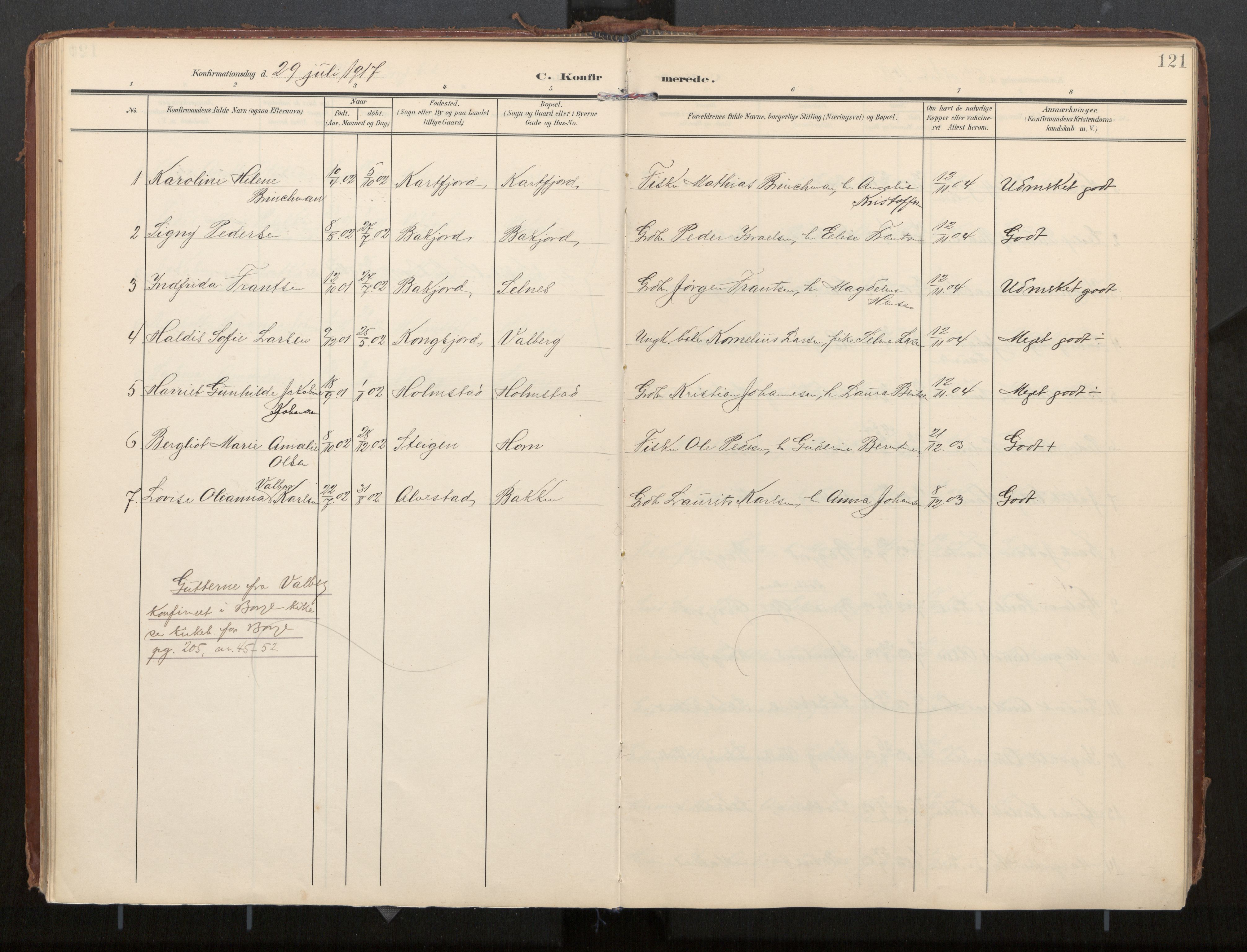 Ministerialprotokoller, klokkerbøker og fødselsregistre - Nordland, AV/SAT-A-1459/884/L1194: Parish register (official) no. 884A02, 1906-1937, p. 121