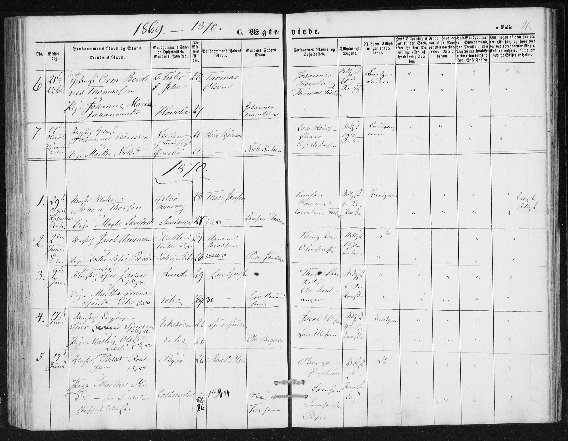 Hjelmeland sokneprestkontor, AV/SAST-A-101843/01/IV/L0010: Parish register (official) no. A 10, 1851-1871, p. 96