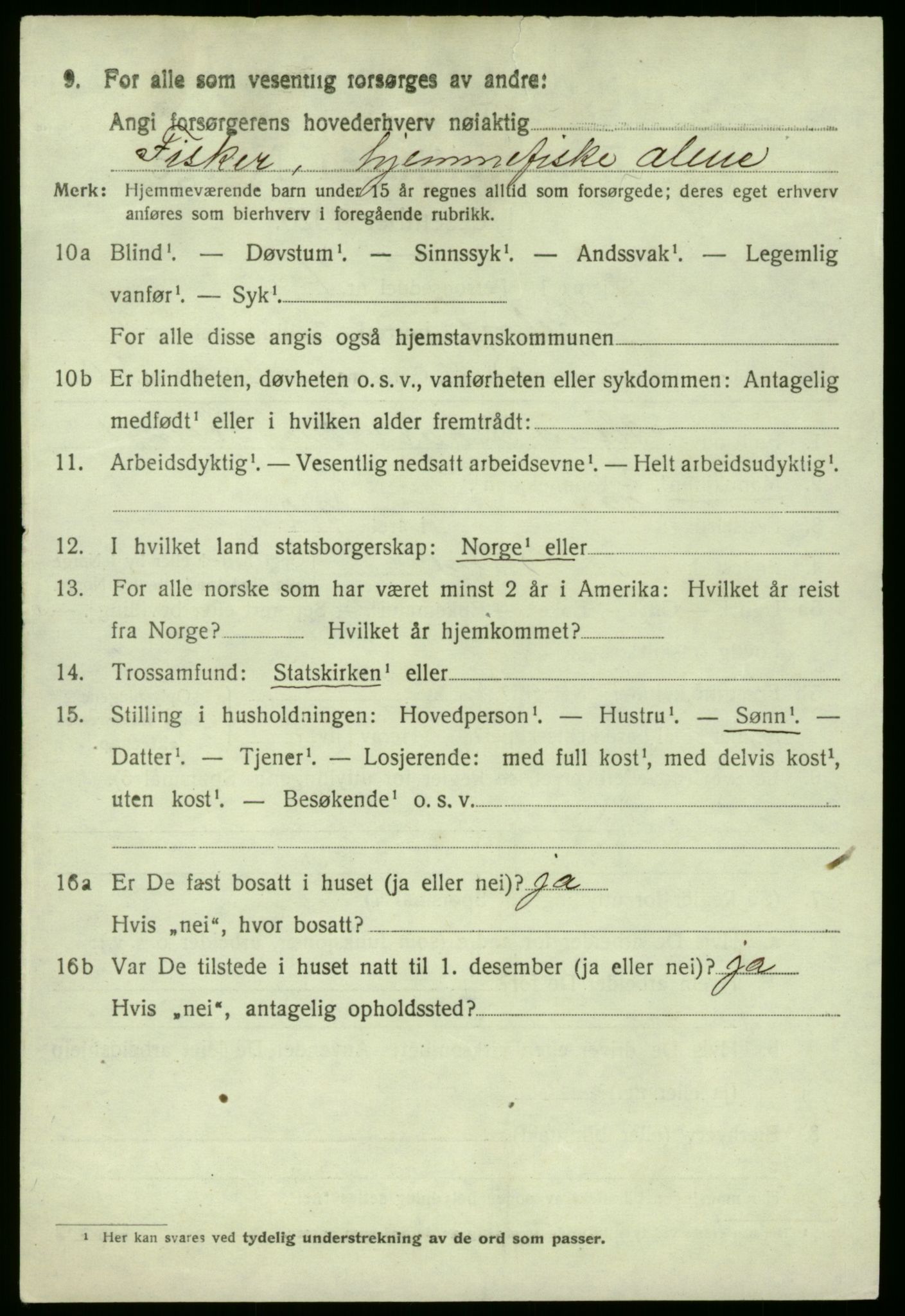 SAB, 1920 census for Hjelme, 1920, p. 1071