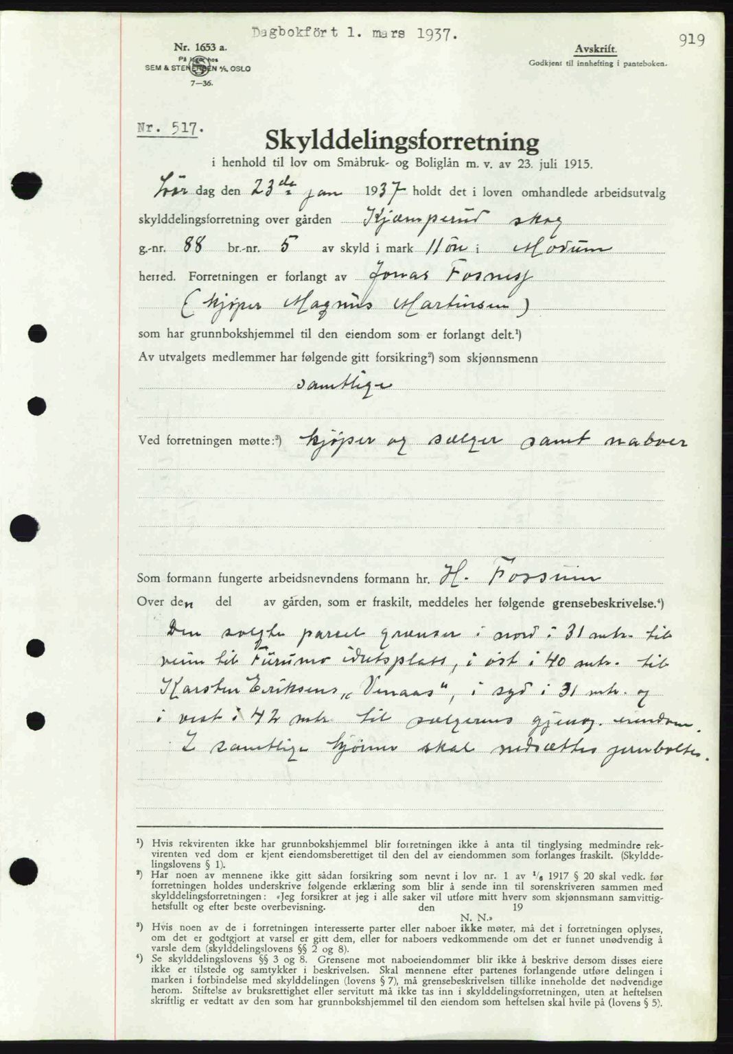 Eiker, Modum og Sigdal sorenskriveri, SAKO/A-123/G/Ga/Gab/L0034: Mortgage book no. A4, 1936-1937, Diary no: : 517/1937