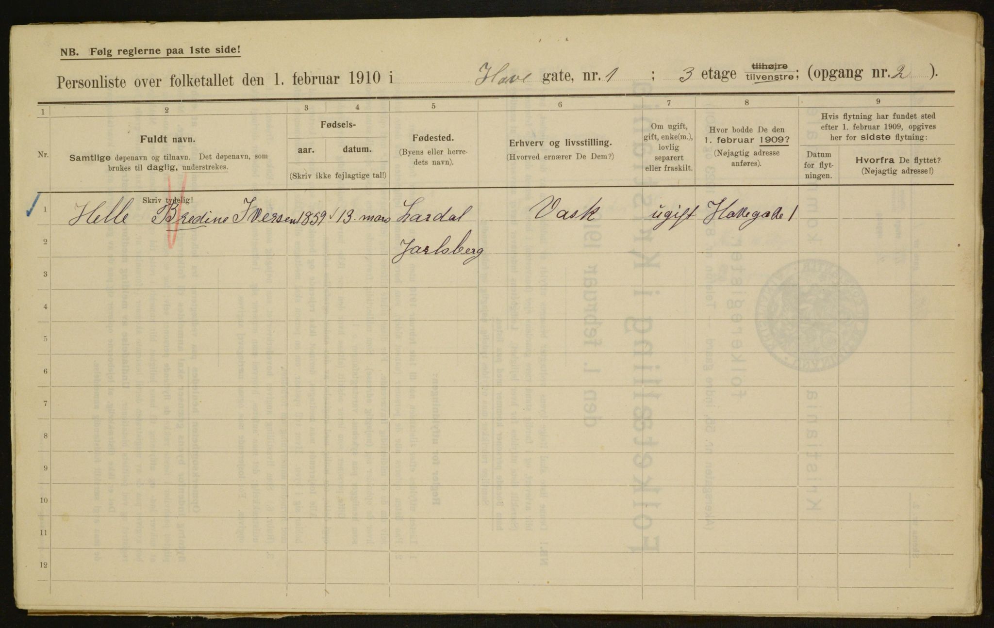 OBA, Municipal Census 1910 for Kristiania, 1910, p. 33693