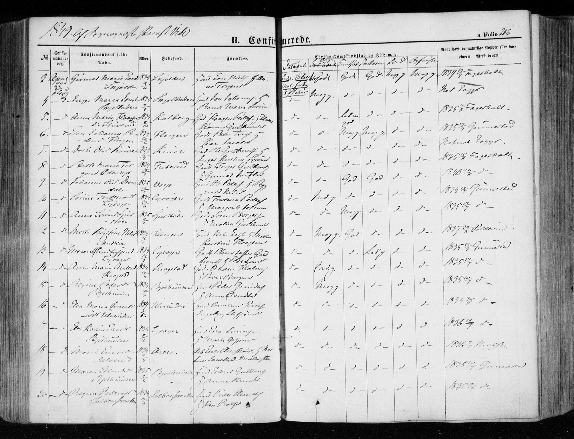 Eiker kirkebøker, SAKO/A-4/F/Fa/L0014: Parish register (official) no. I 14, 1846-1854, p. 206