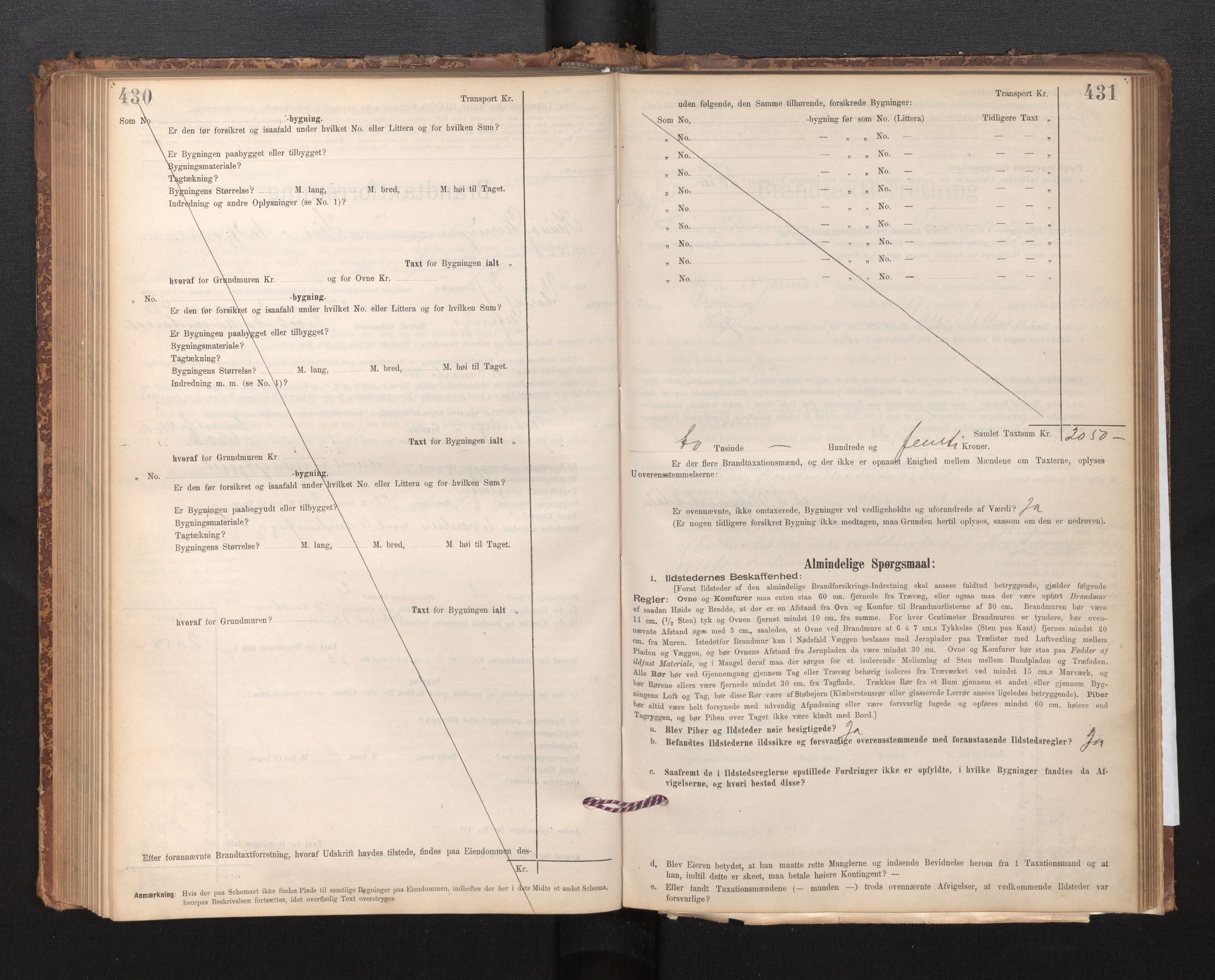 Lensmannen i Kinn, AV/SAB-A-28801/0012/L0004f: Branntakstprotokoll, skjematakst, 1894-1911, p. 430-431