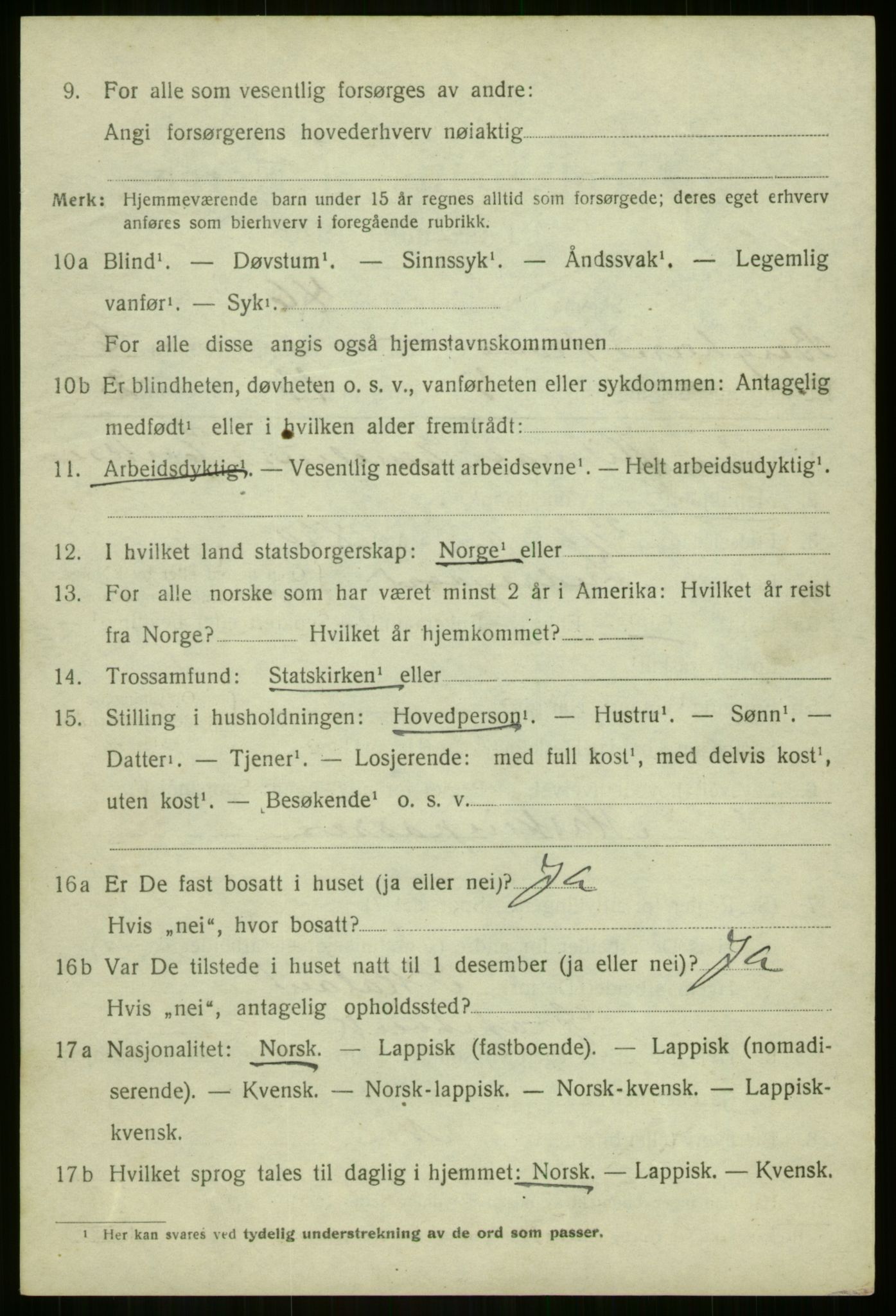 SATØ, 1920 census for Berg, 1920, p. 2144