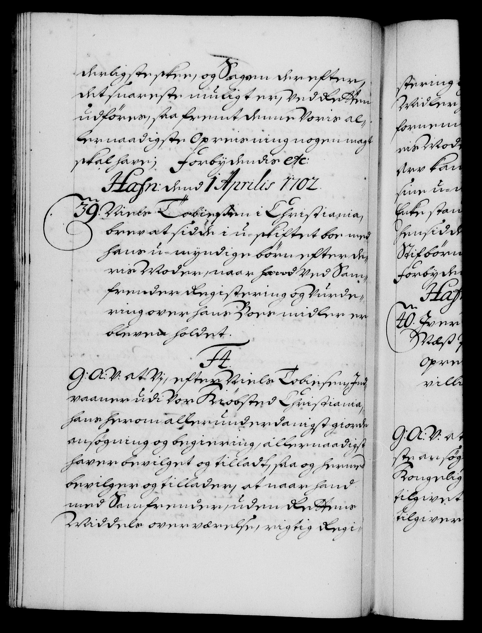 Danske Kanselli 1572-1799, AV/RA-EA-3023/F/Fc/Fca/Fcaa/L0018: Norske registre, 1699-1703, p. 312b